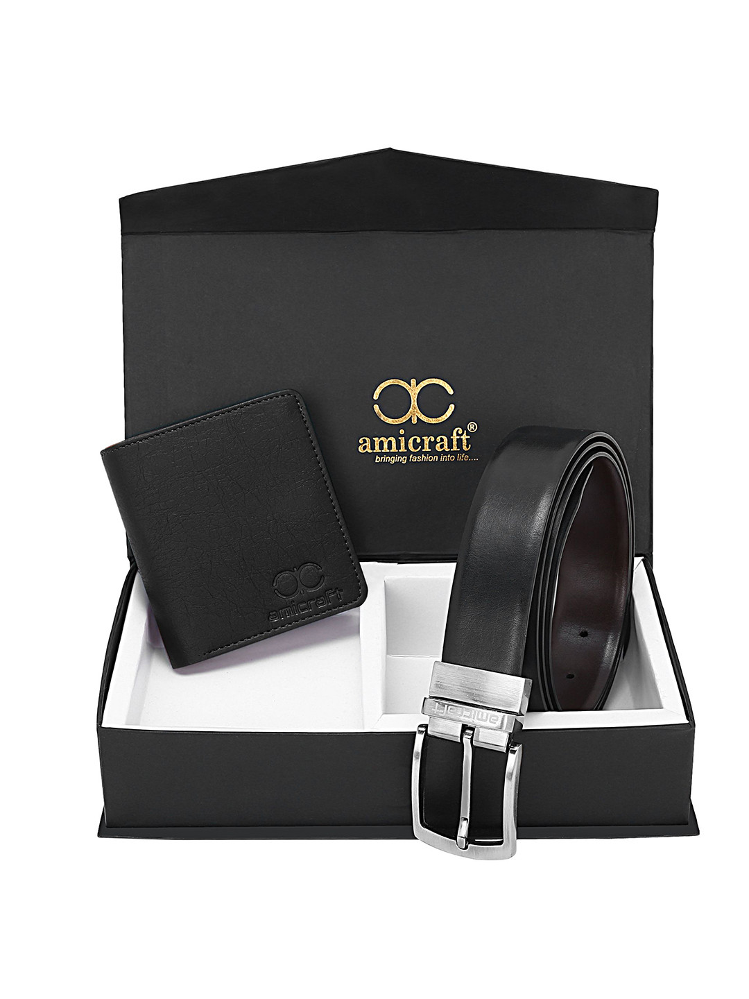 amicraft Men Wallet and Belt Gift Set