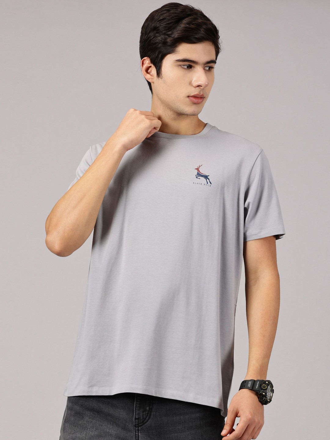BLACK BUCK Men Solid Round Neck Super Soft Premium Cotton T-shirt