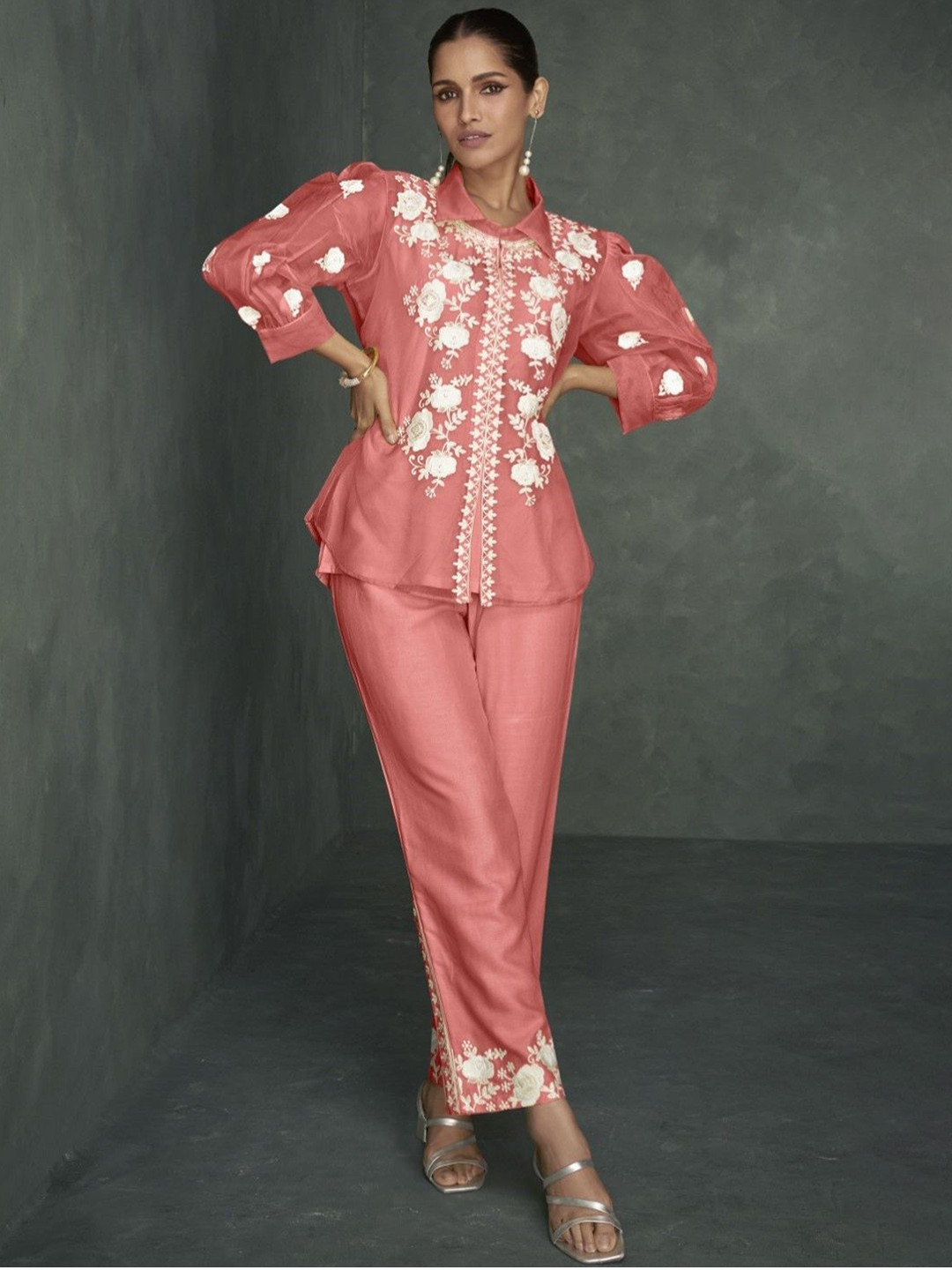 AUTUMN LANE Saba Taffy Embroidered Top With Trousers Co-Ords