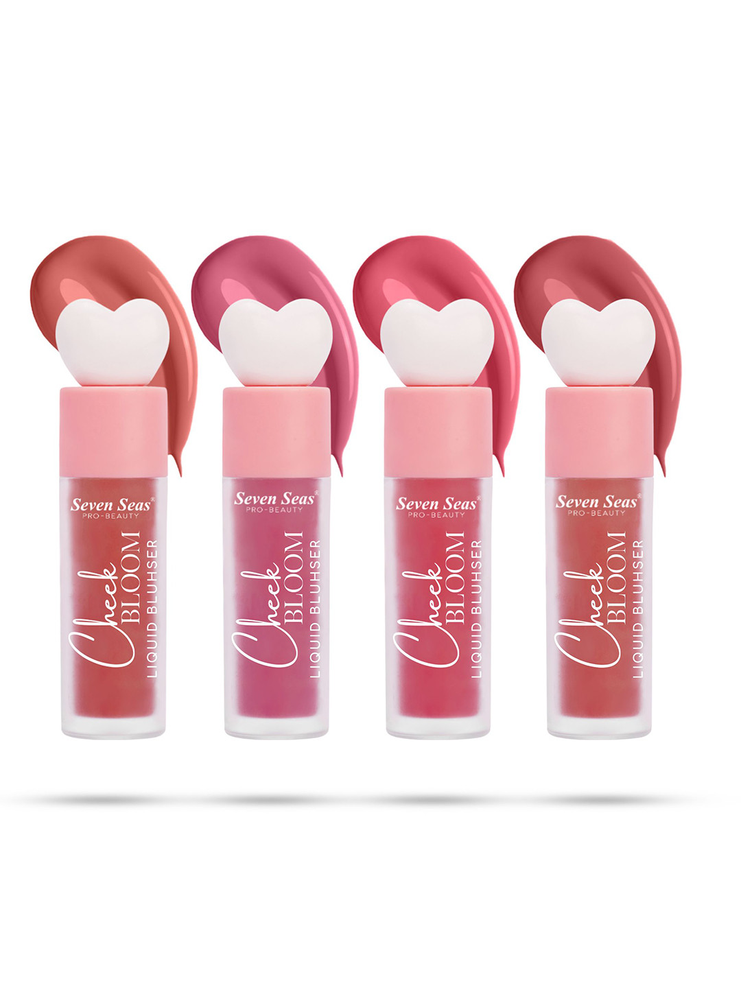 Seven Seas Set Of 4 Cheek Bloom Liquid Blusher And Lip Gloss- 5 g Each- 01- 02- 03- 04