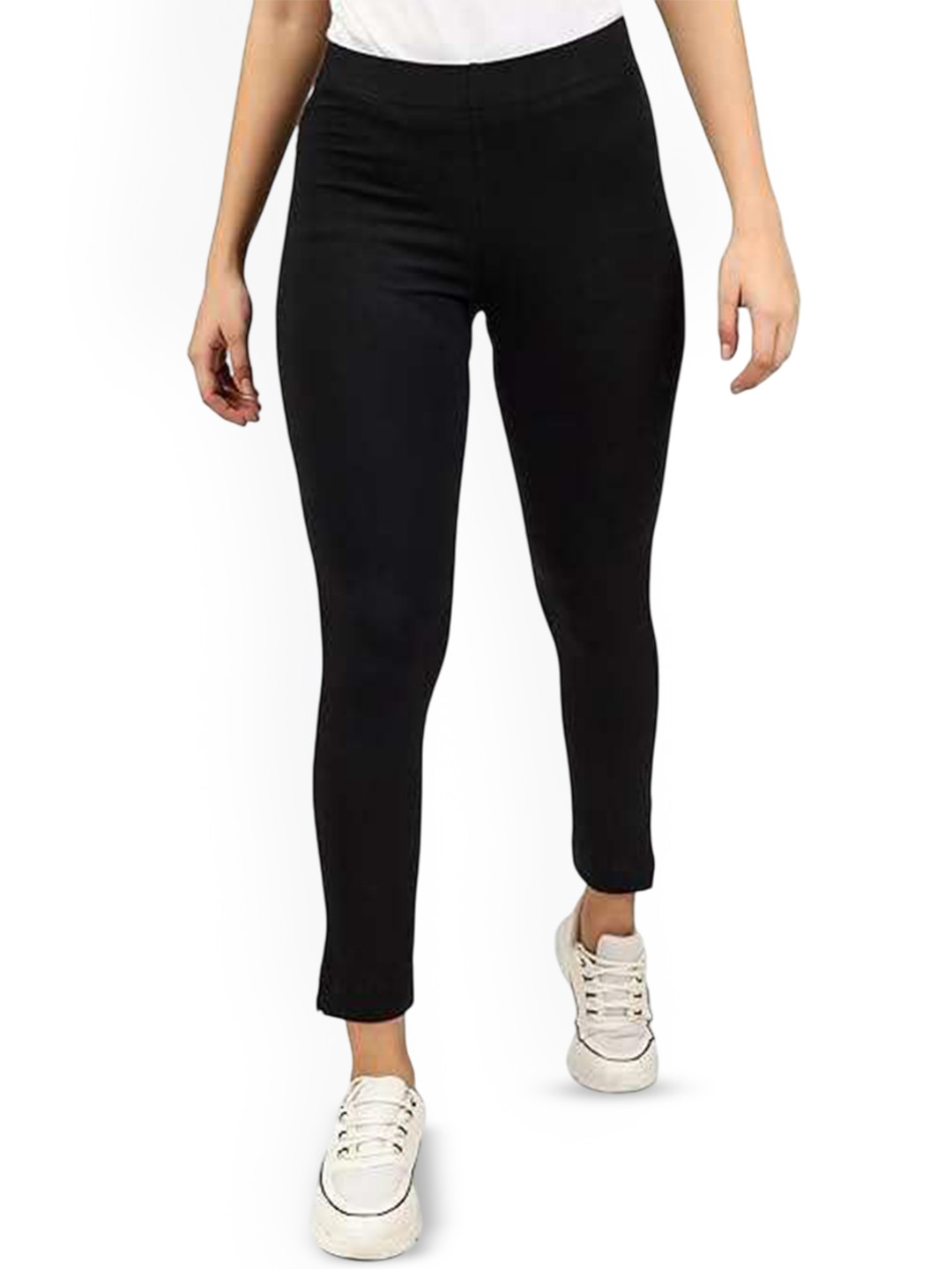 ON & ON Women Cotton Mid-Rise Slim Fit Trousers