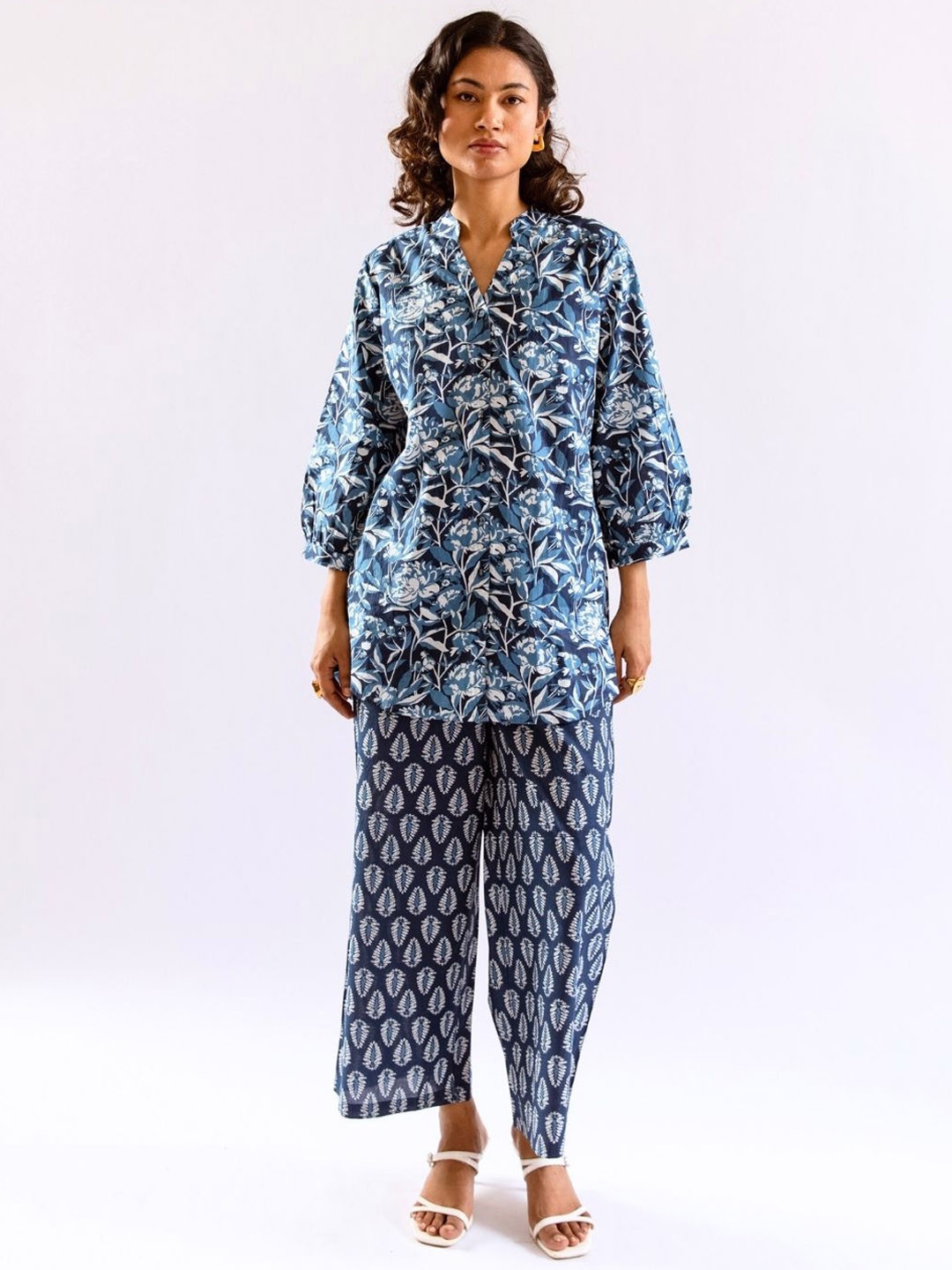 FEATHERS CLOSET Floral Flirt Pure Cotton Back Pleated Co-Ord Set