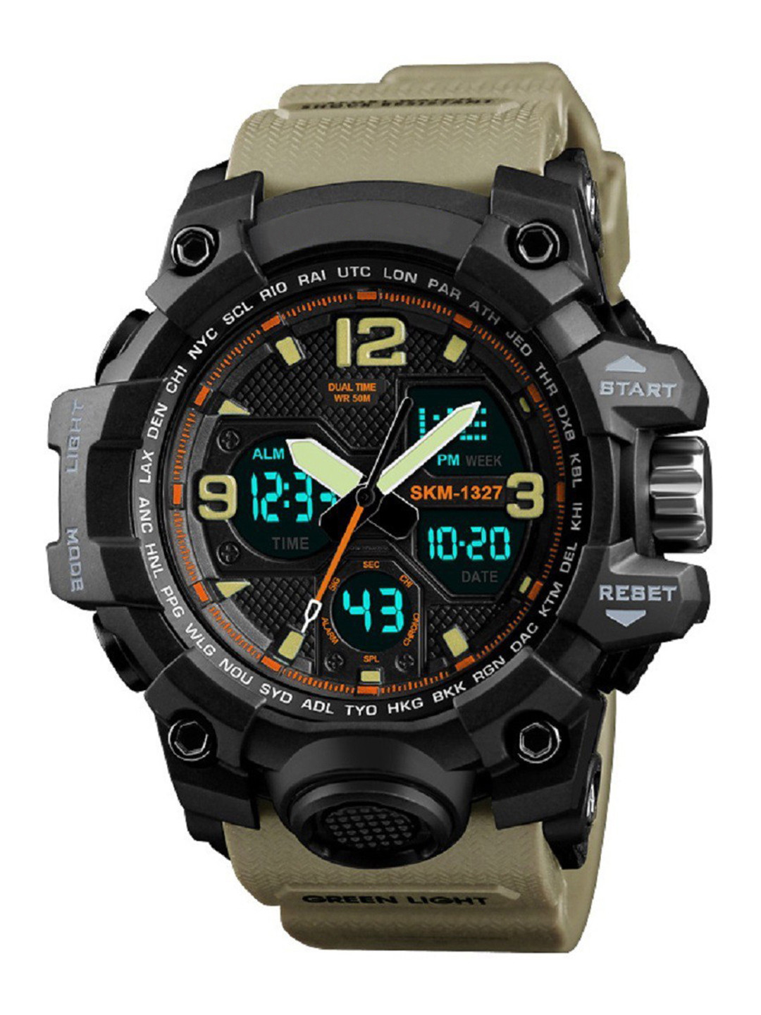 Otage Men Textured Dial & Reset Time Analogue and Digital Watch Otg 1327 Yellow