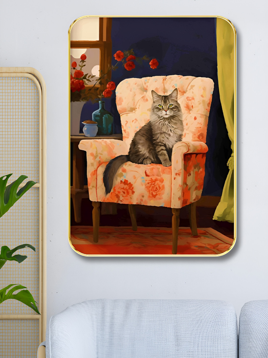 SAF Cat Wood Wall Rectangle Paintings Wall Art - 18 x 24In