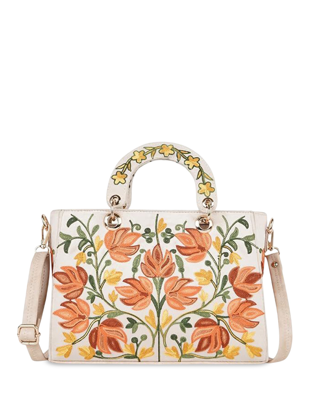 EVEDA Women Floral Printed Structured Handheld Bag