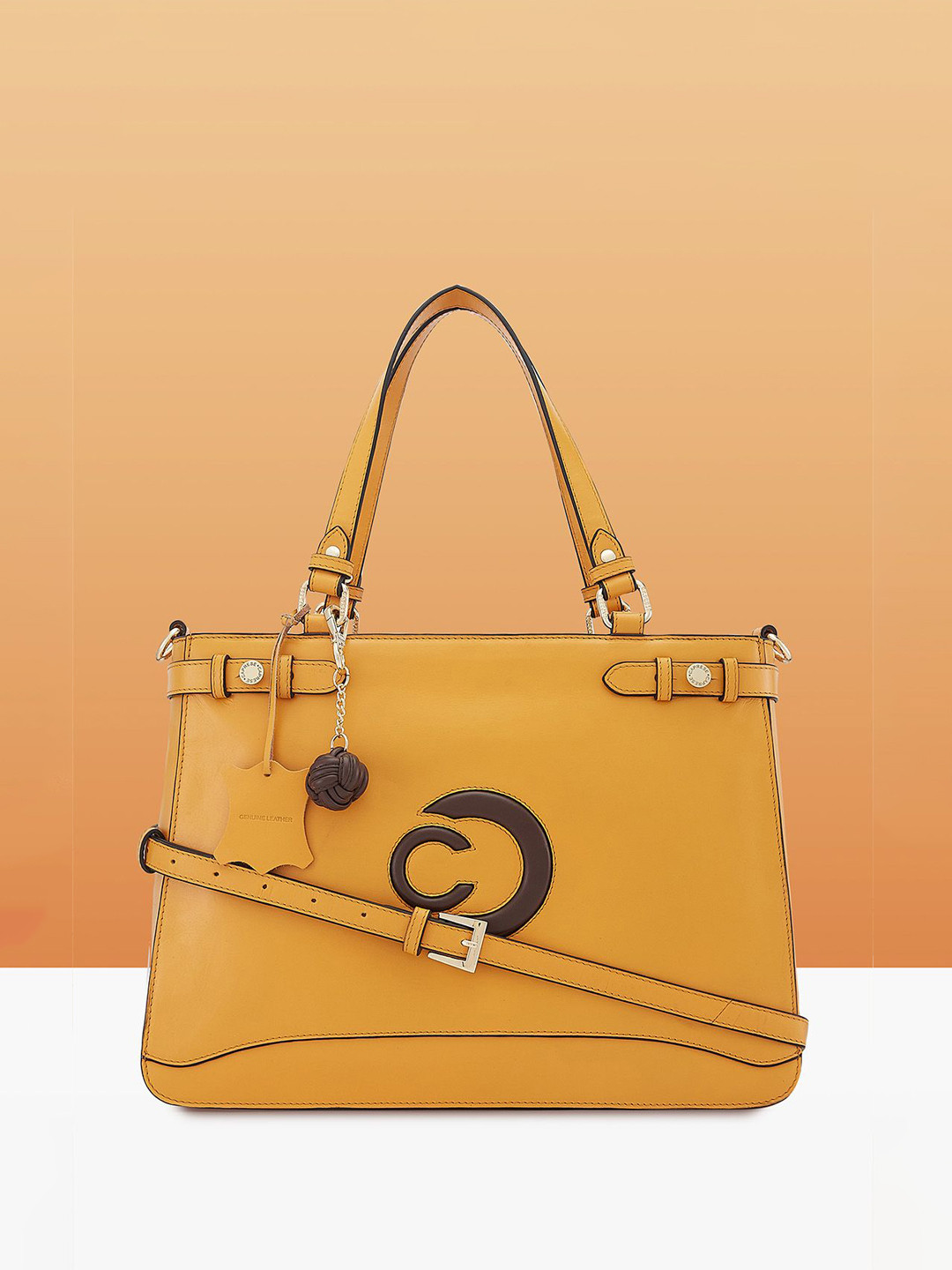 Caprese Minimal Formal Women Yellow Large Tote Bag
