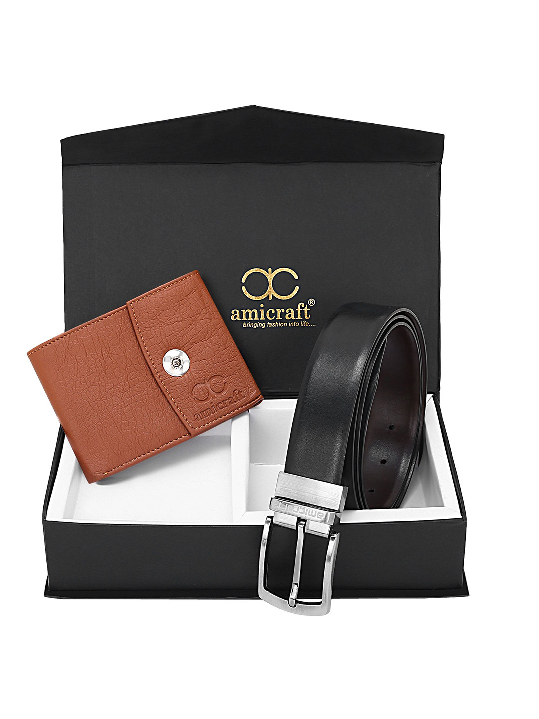 amicraft Men Wallet and Belt Gift Set