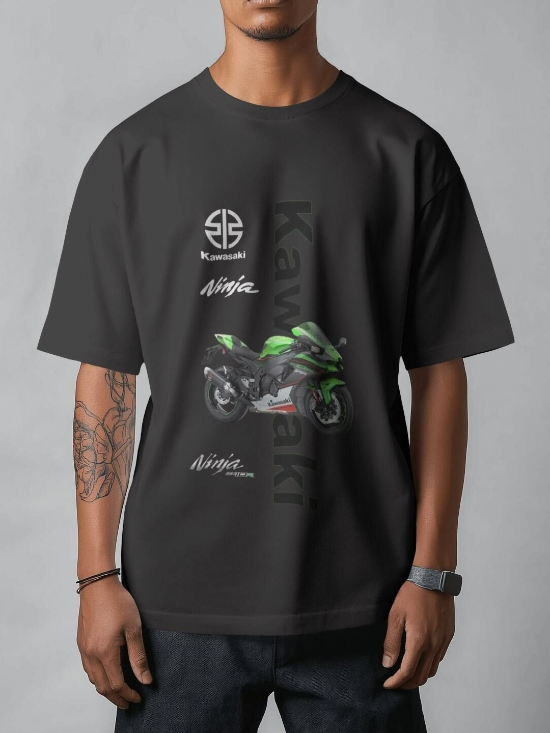 Silver Moon Clothing Graphic Printed Round Neck Cotton Oversized T-shirt