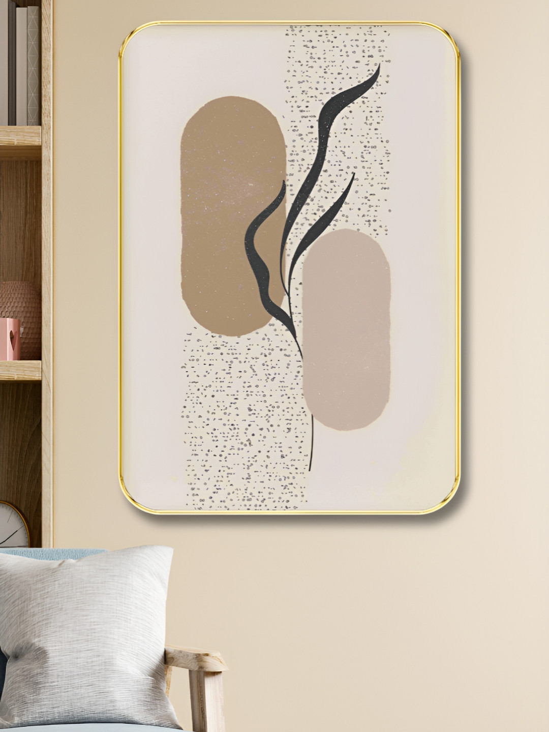 SAF Brown & Beige Abstract Art Wooden Wall Painting