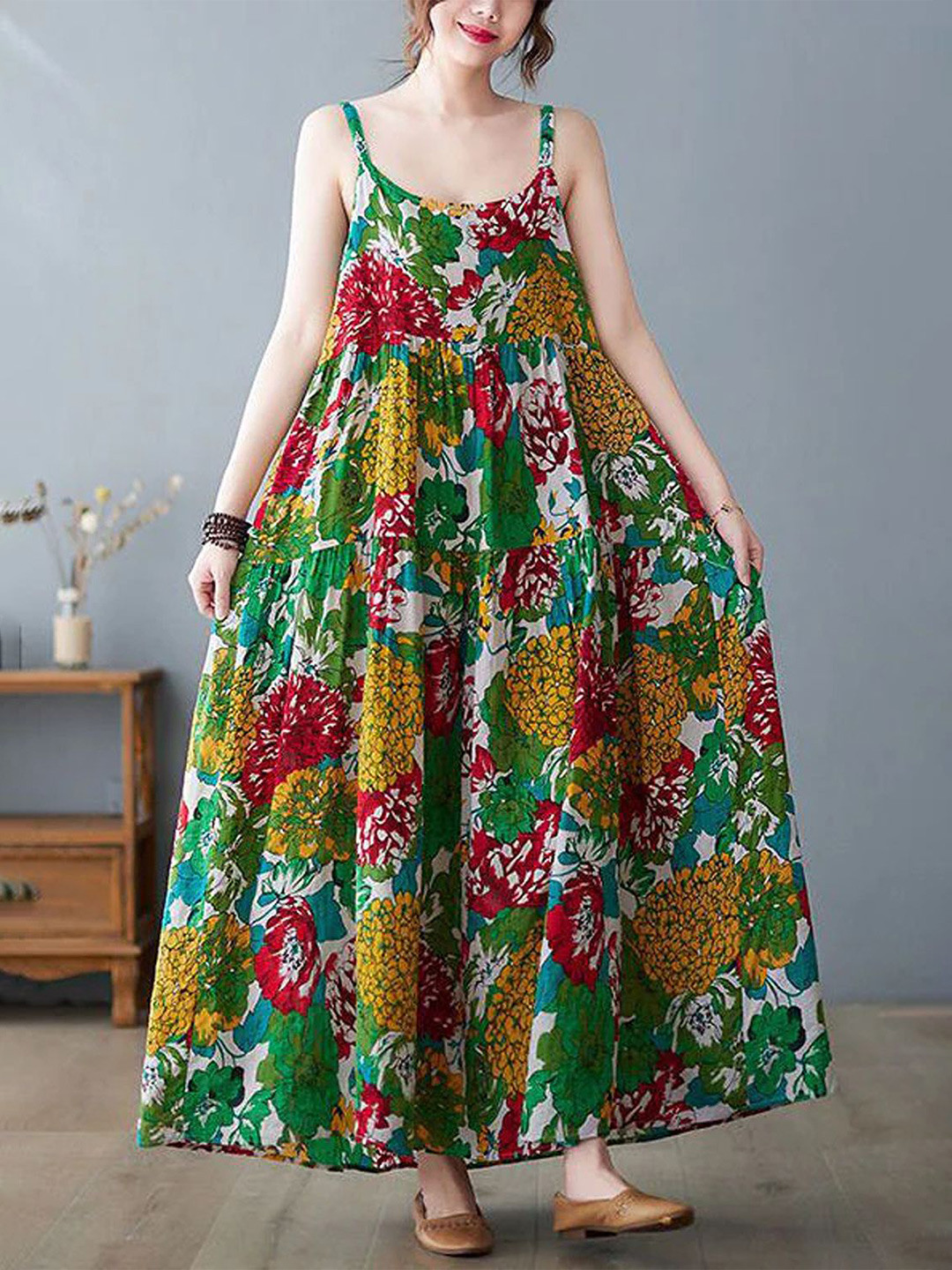 DMPRSN ATTIRE Women Floral Printed Fit & Flare Maxi Dress