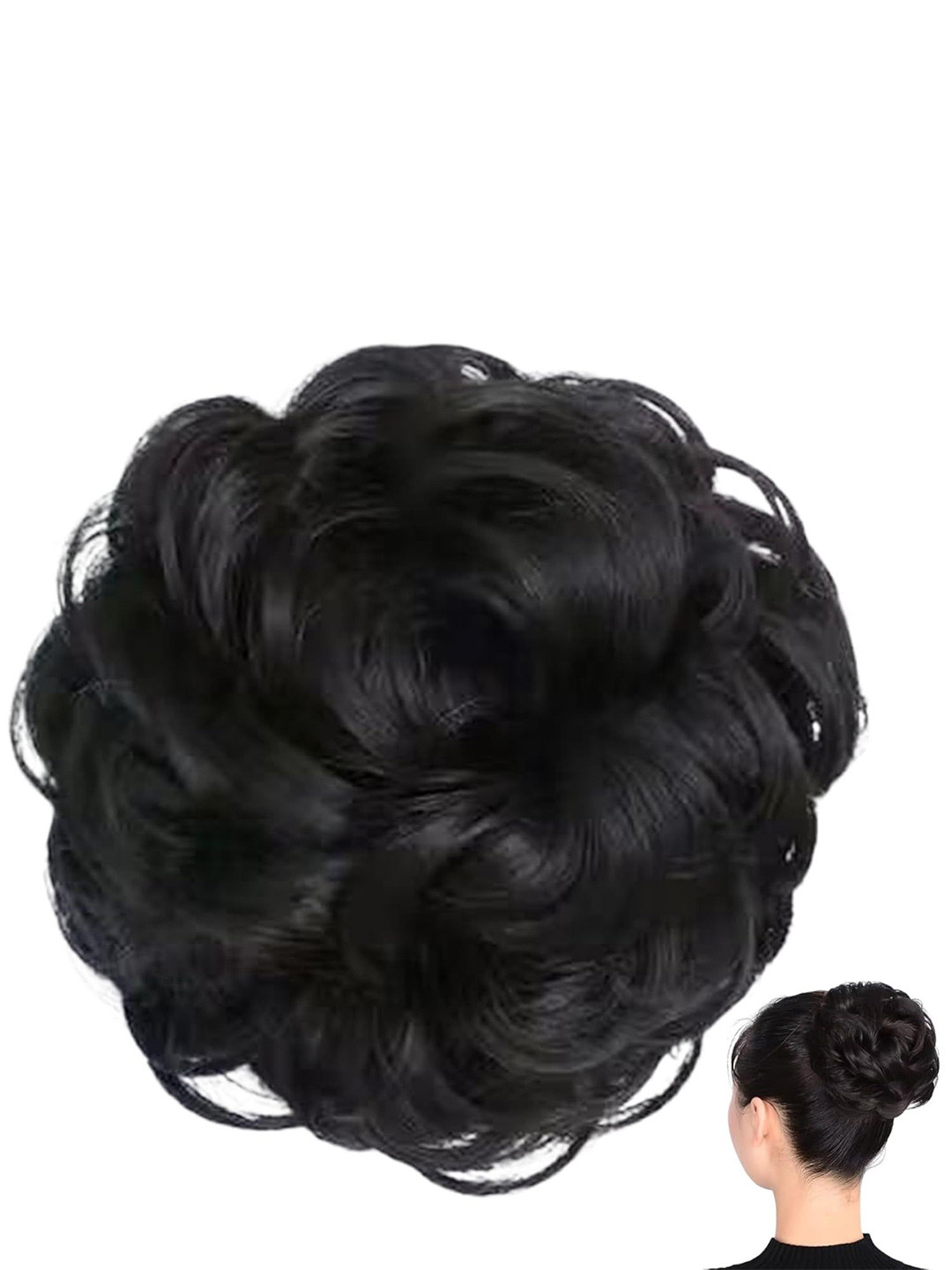 MEGARICH Halo Curly Messy Bun Hair Extension - Black