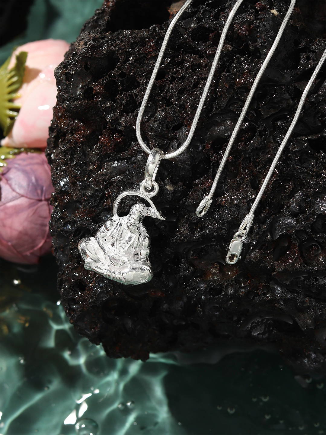 Metronaut Men 92.5 Sterling Silver Hanuman Ji Pendent With Chain