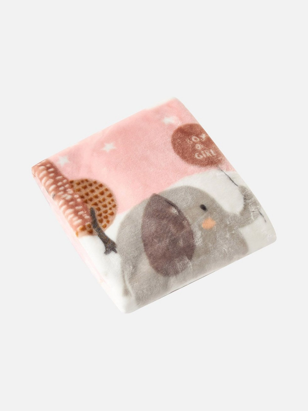 Juniors by Babyshop Peach & White Elephant Printed Single Bed Blanket