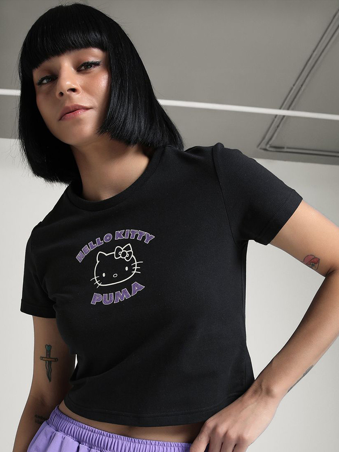 Puma x HELLO KITTY AND FRIENDS Women Graphic Slim Fit Crop Tee