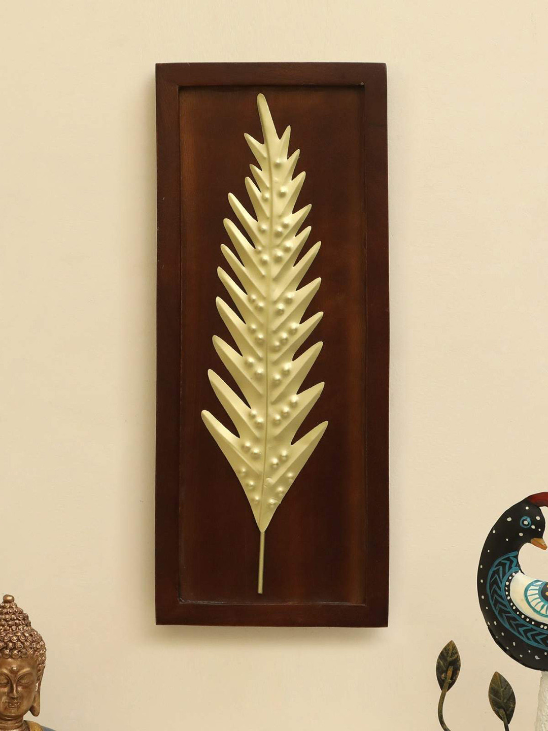 vedas Leaf, W-Harper Metal Glossy Hanging Hall Wall Hangings-20.1In