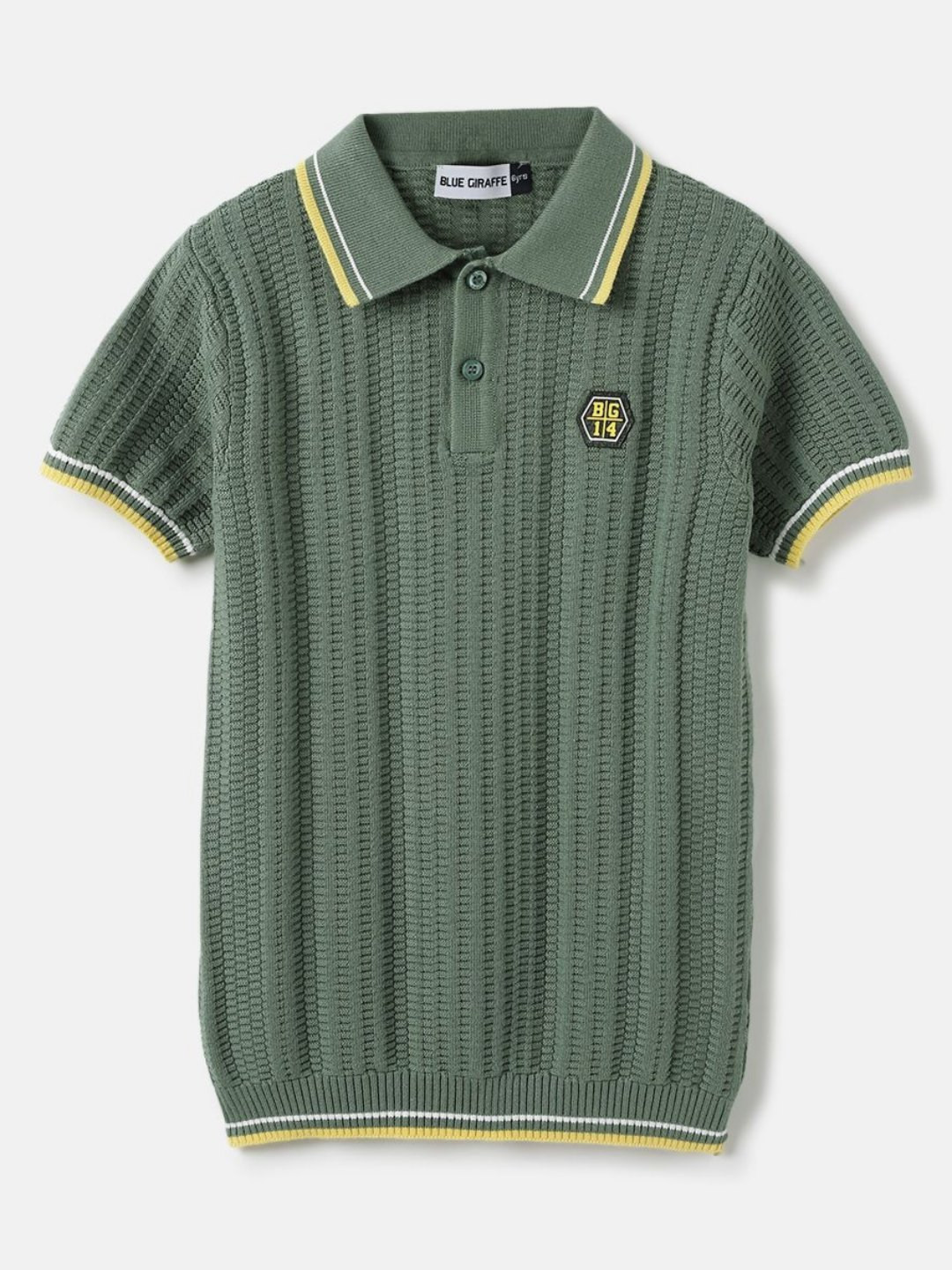 Blue Giraffe Boy Cables Regular Fit Stretchable Polo Pure Cotton T-shirt