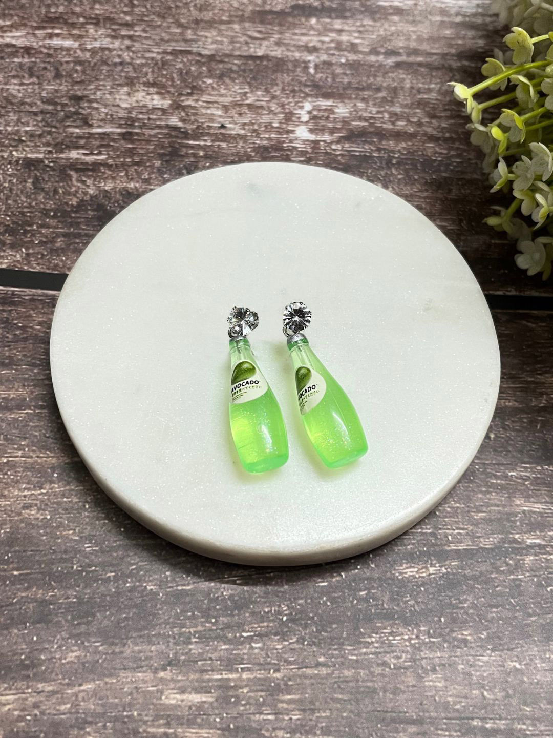 DressBerry Artificial Stones Studded Bottle Shaped Drop Earrings