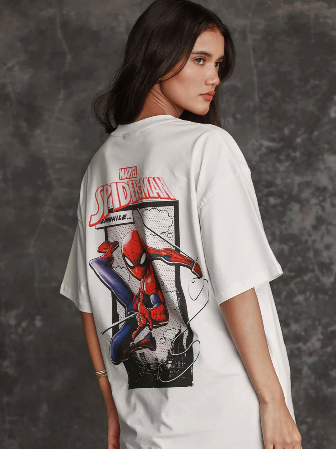 Bonkers Corner Women Superhero Graphic Oversized T-shirt