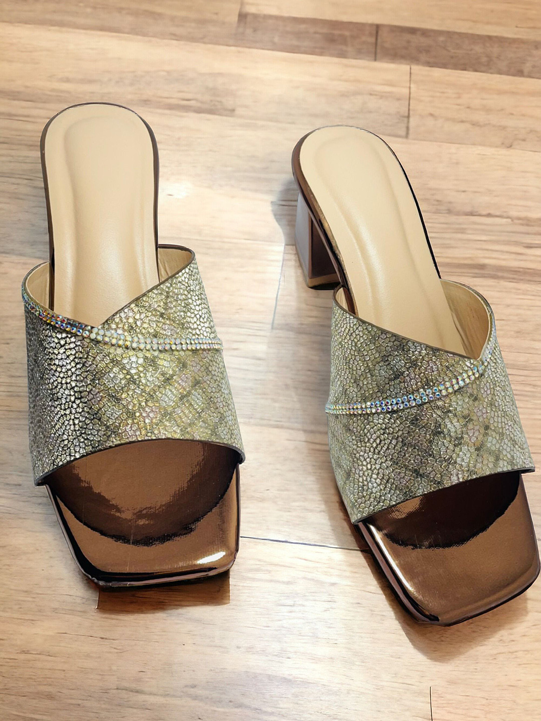 FABBMATE Women Pack of 2 Embellished Party Block Sandals