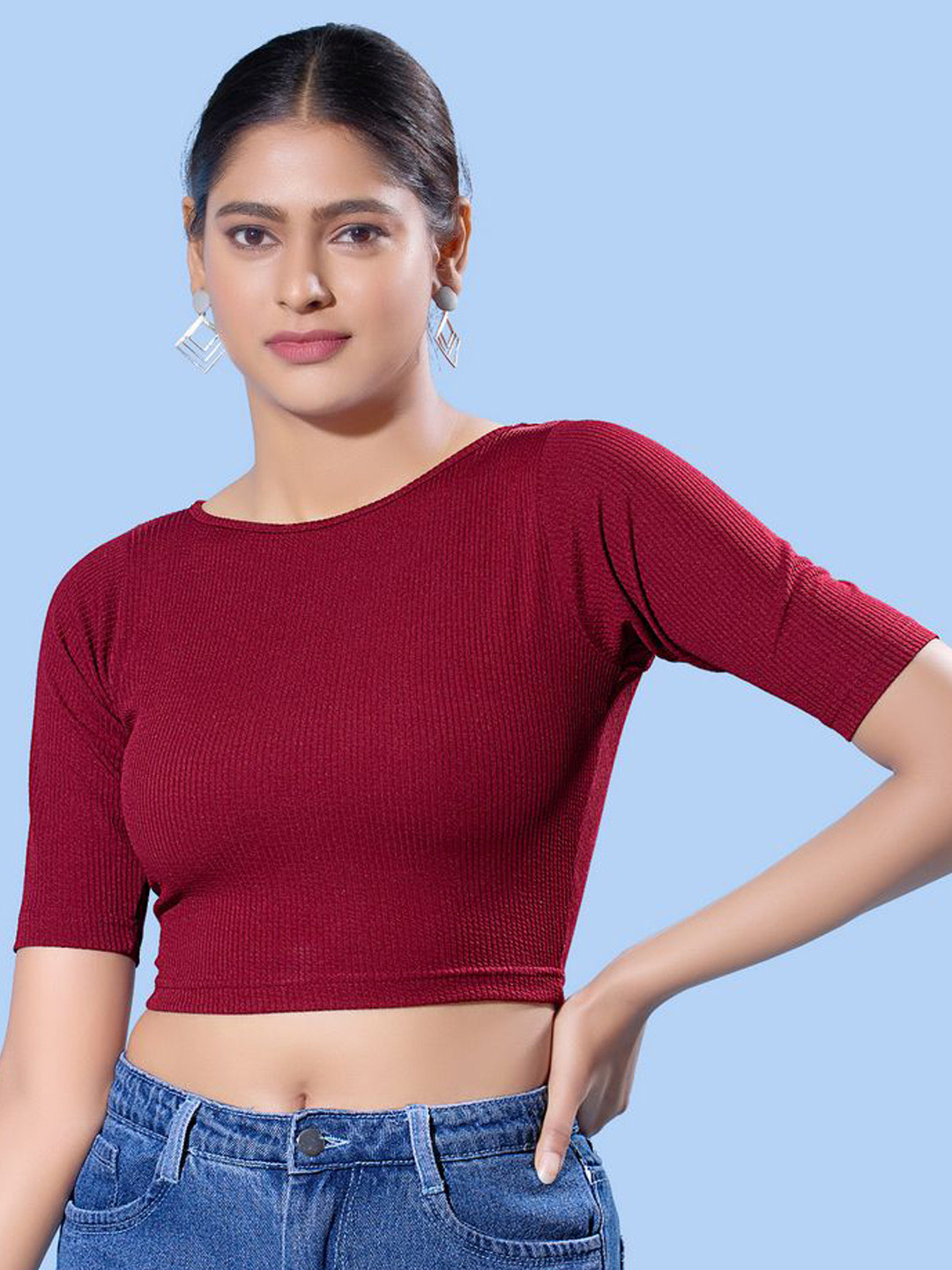 VAMAS - THE DESIGNER BLOUSES Fitted Crop Top