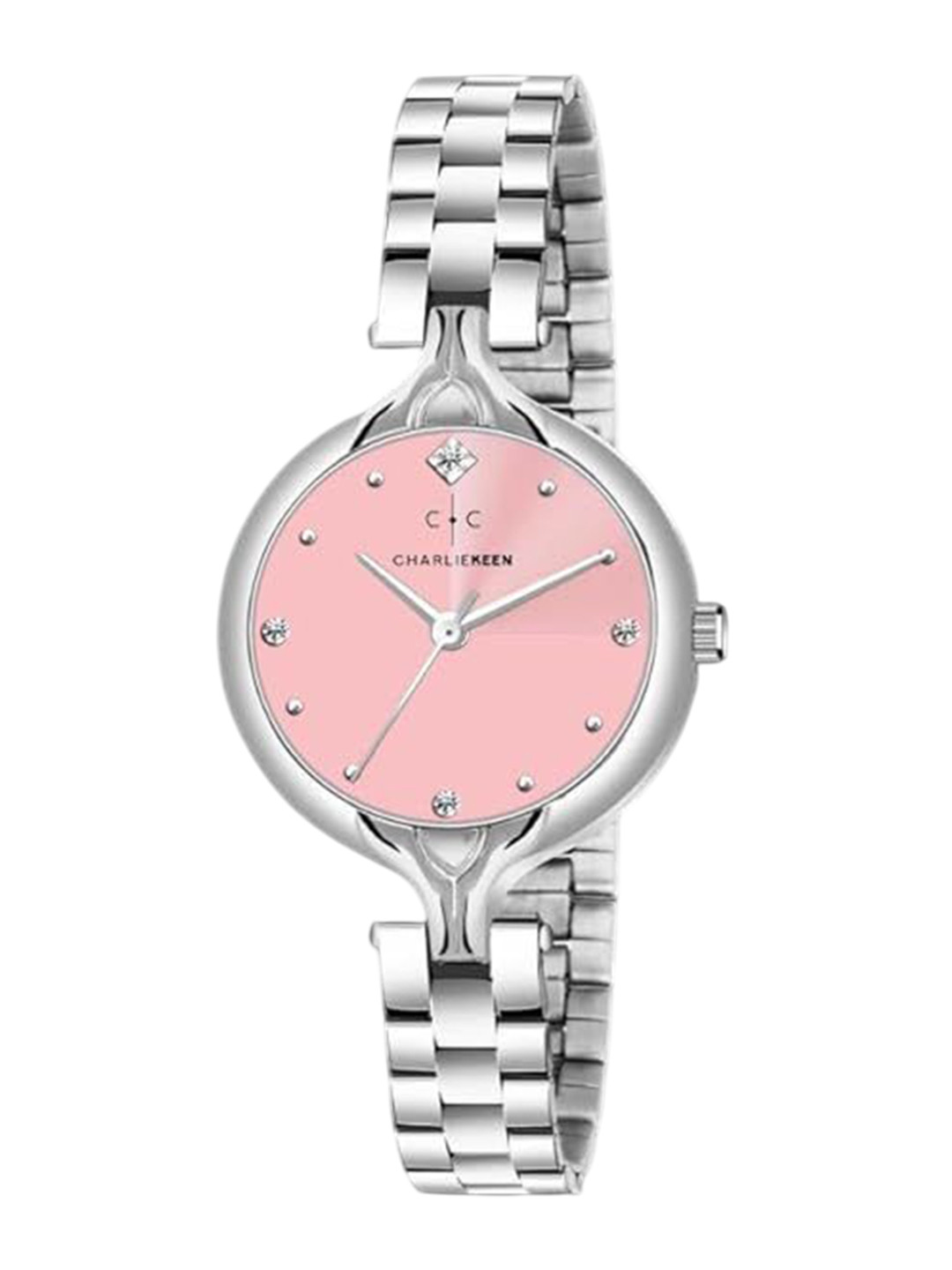 CHARLIEKEEN Women Brass Dial & Stainless Steel Straps Analogue Watch CC-LR002-PNK-CH