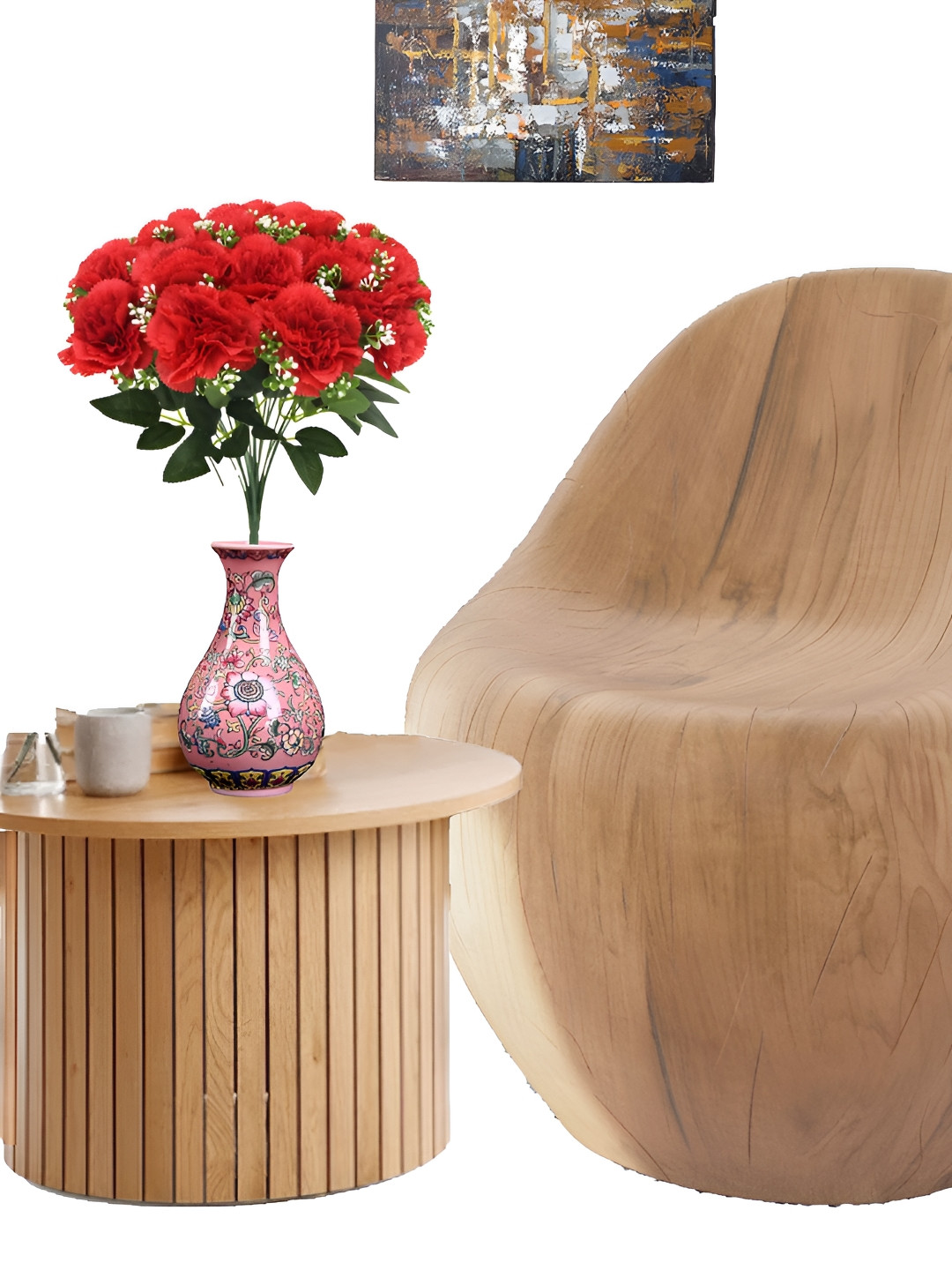 OGI INTERIORS Red Carnation Artificial Flower