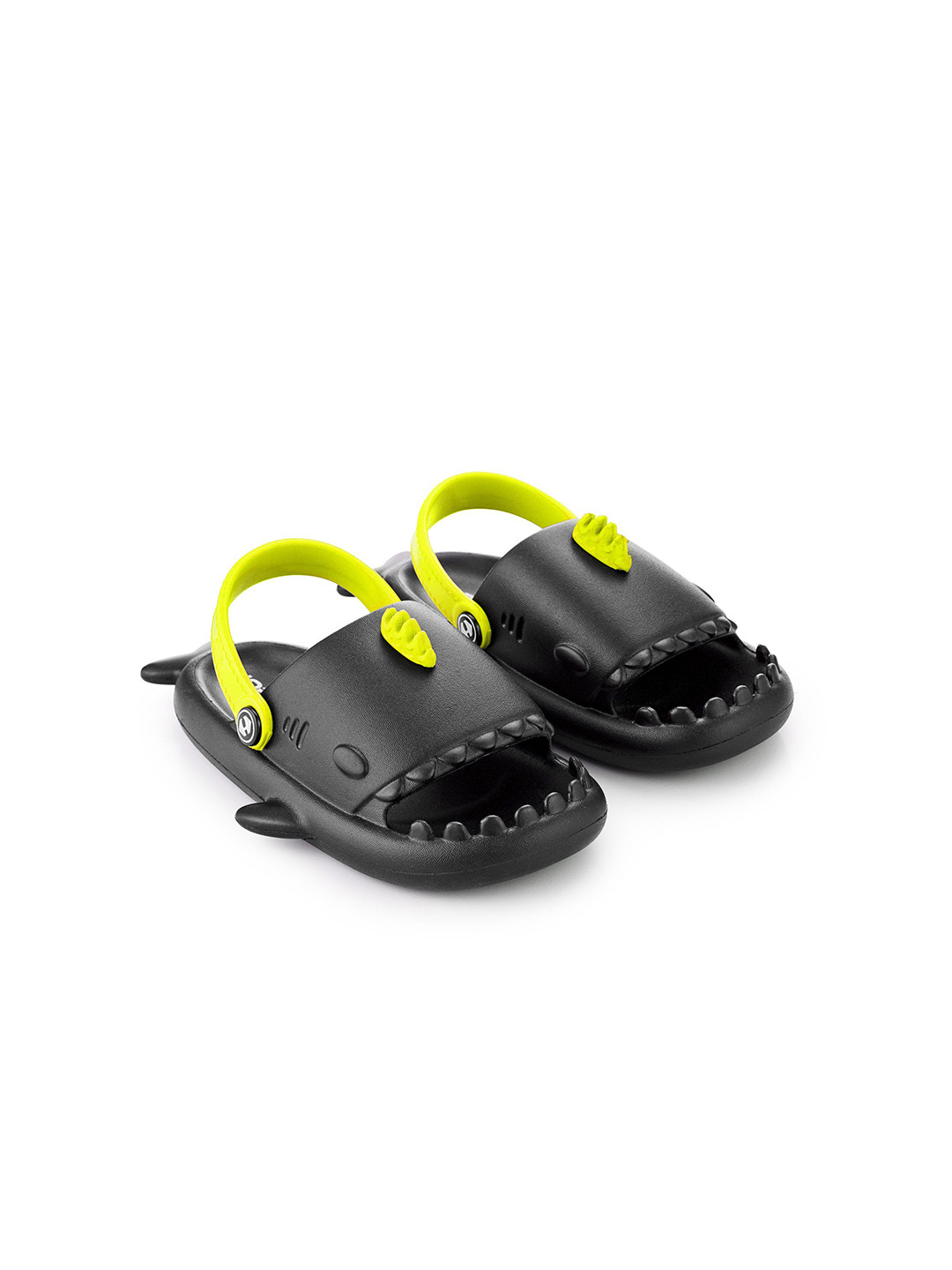 Hoppa Baby Shark Black/Neon Sliders For Kids