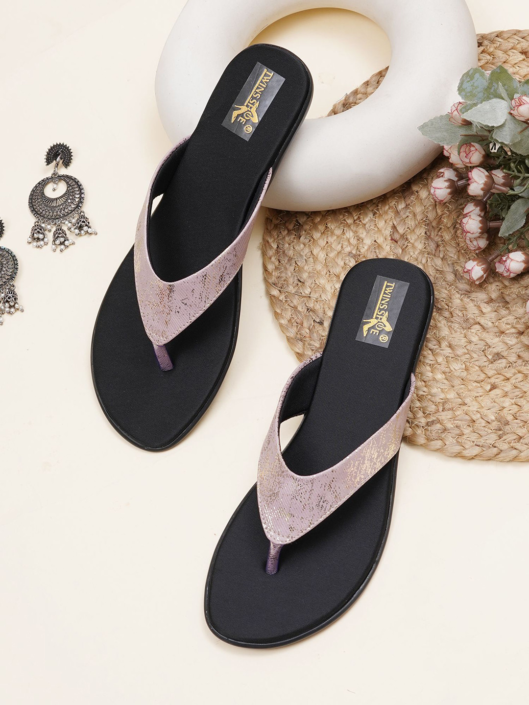 TWINSSHOE Women Open Toe Flats
