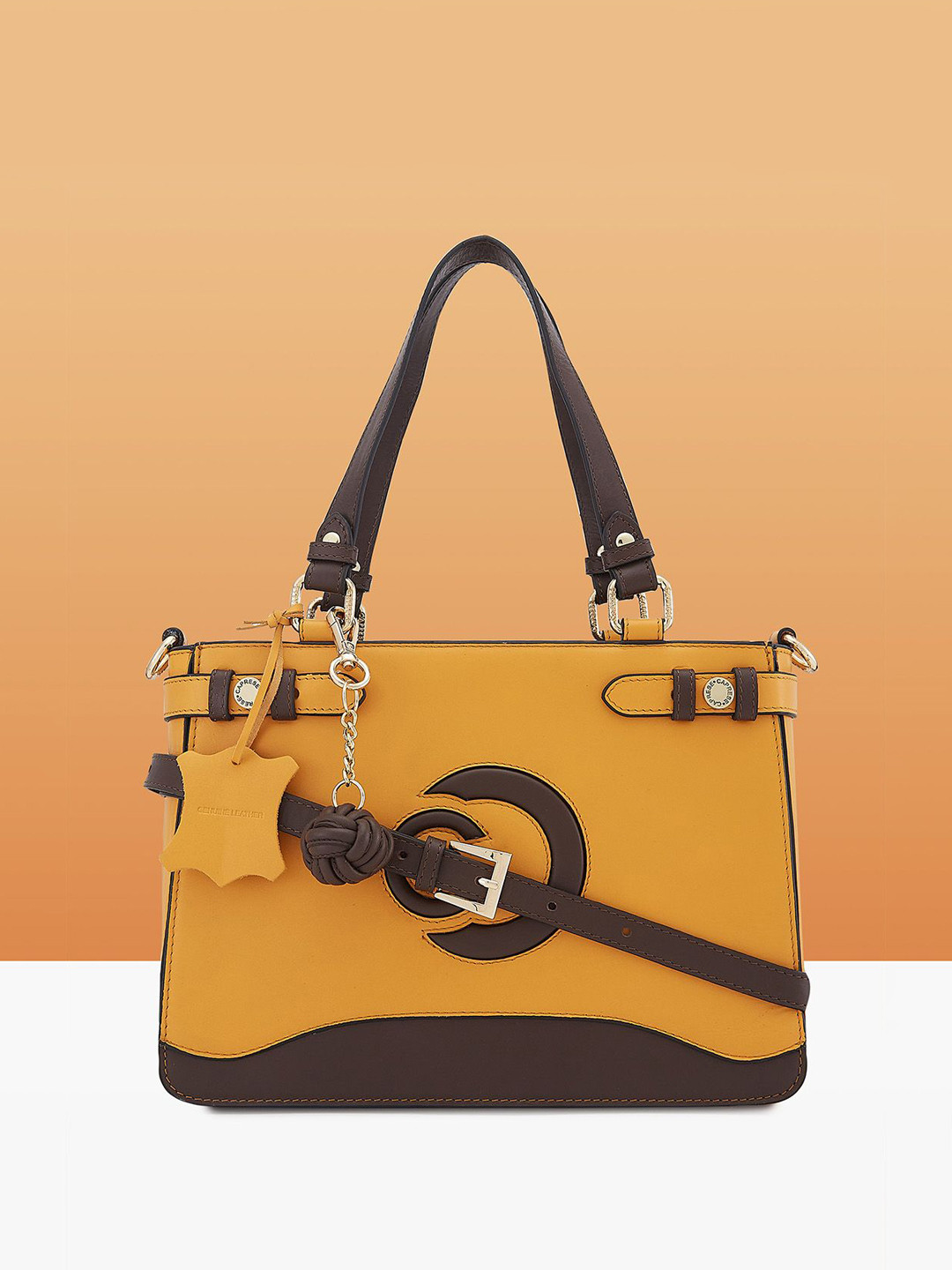 Caprese Minimal Formal Women Yellow Medium Satchel Bag