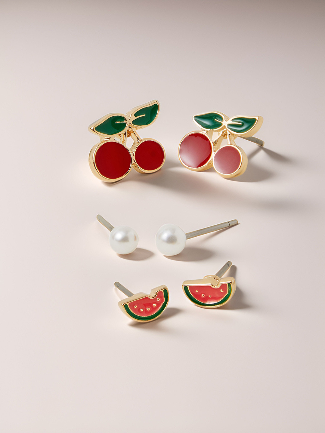 Accessorize Set Of 3 Pearls Beaded Contemporary Studs