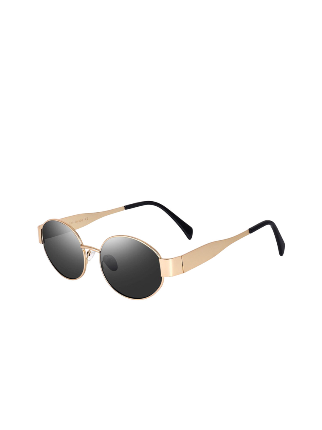 CREEK Unisex Round Sunglasses with UV Protected Lens OVAL (GOLD/BLACK)