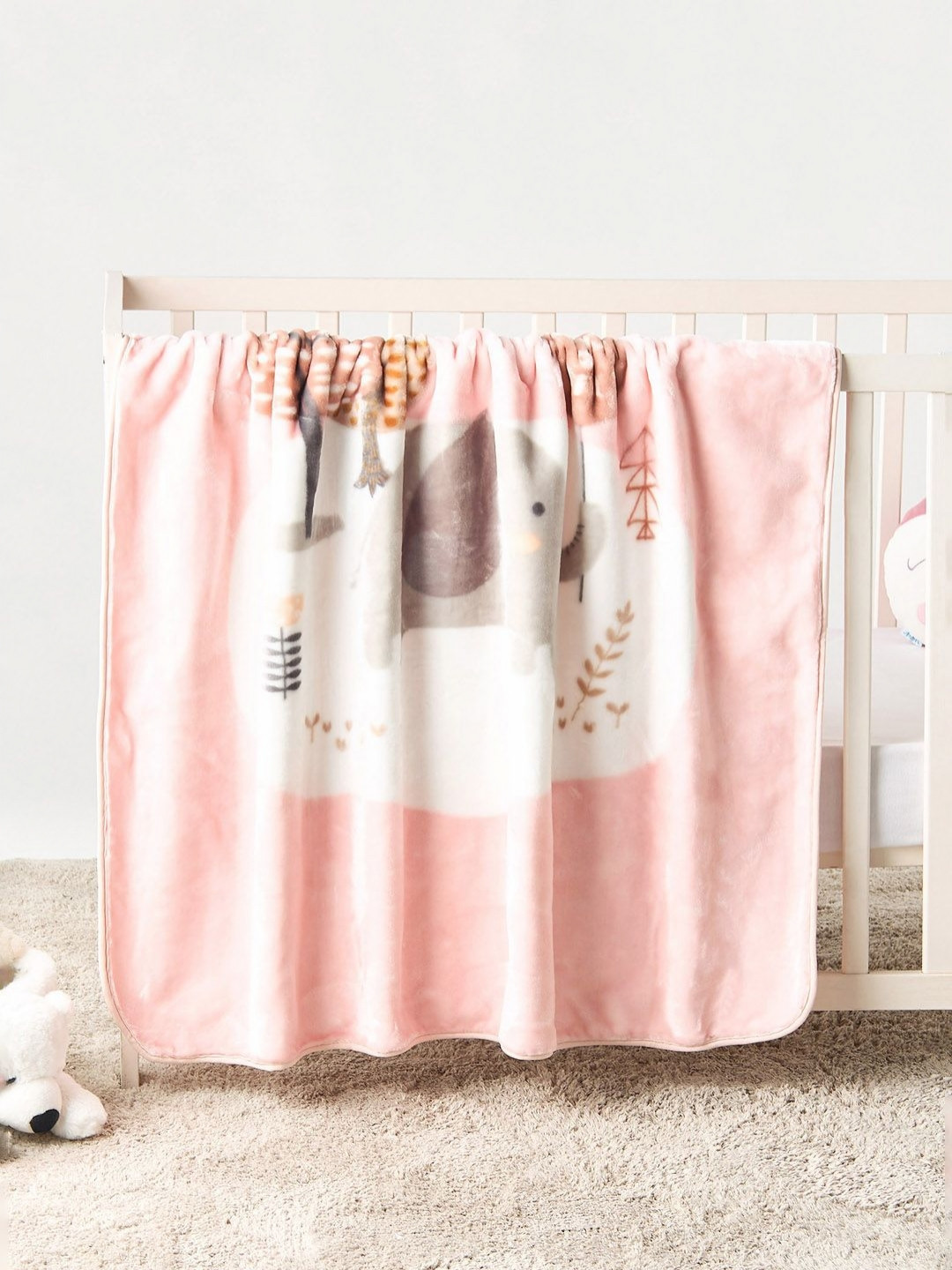 Juniors by Babyshop Kids Peach-Coloured & White Printed AC Room Single Bed Blanket