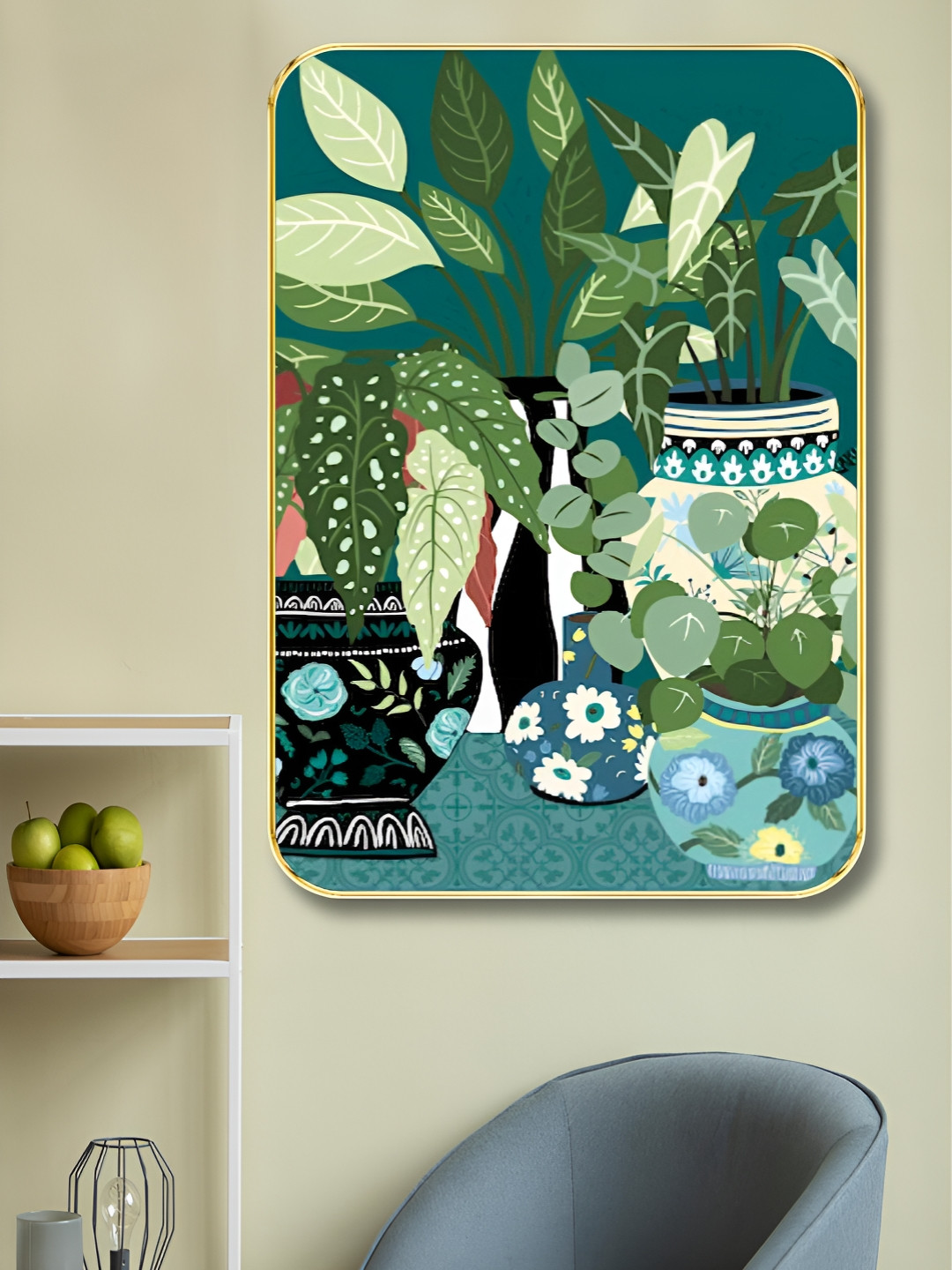 SAF Flowers Pot Wood Wall Rectangle Paintings Wall Art - 24 x 18 In