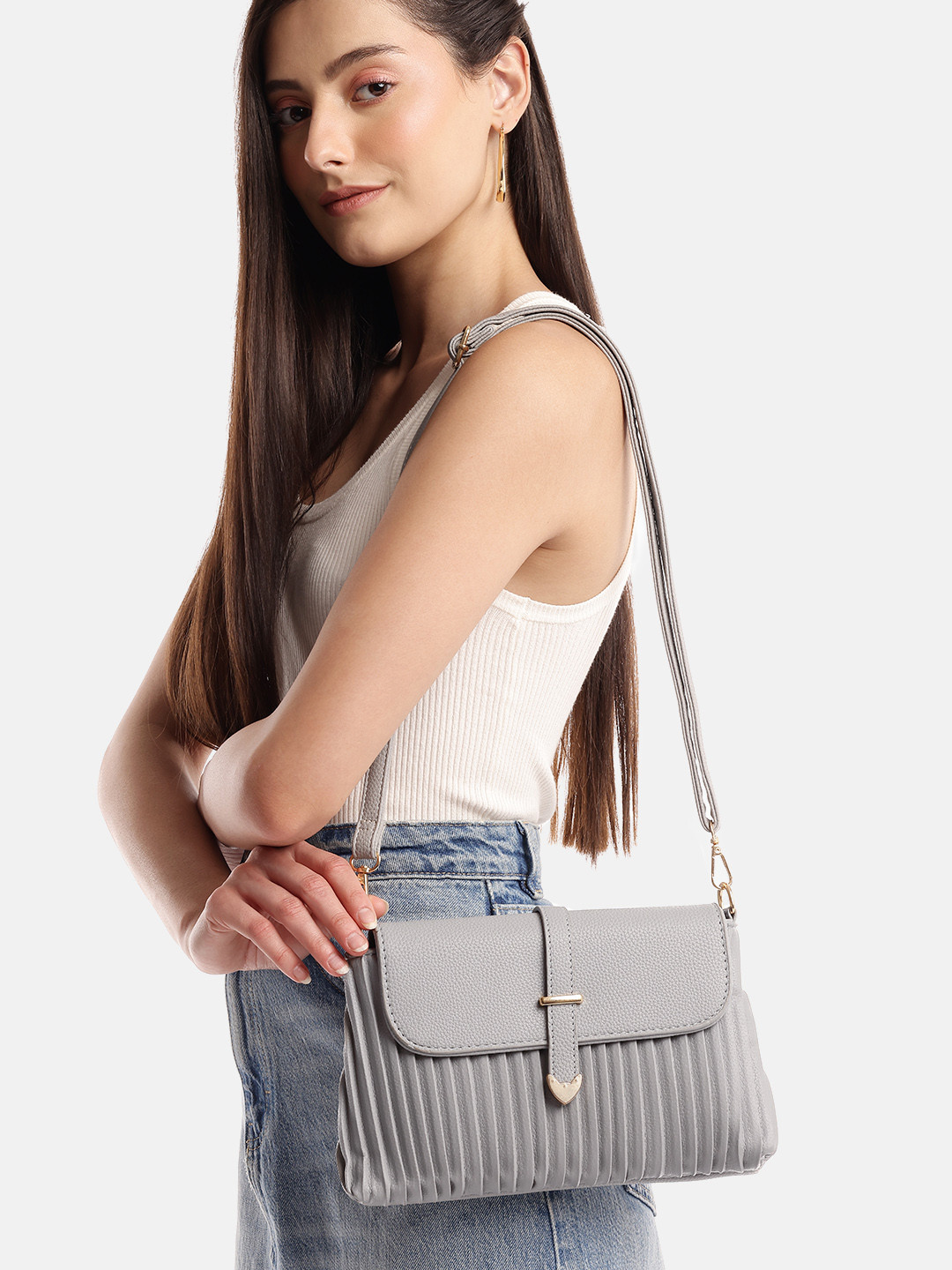 DressBerry Structured Pleated Sling Bag