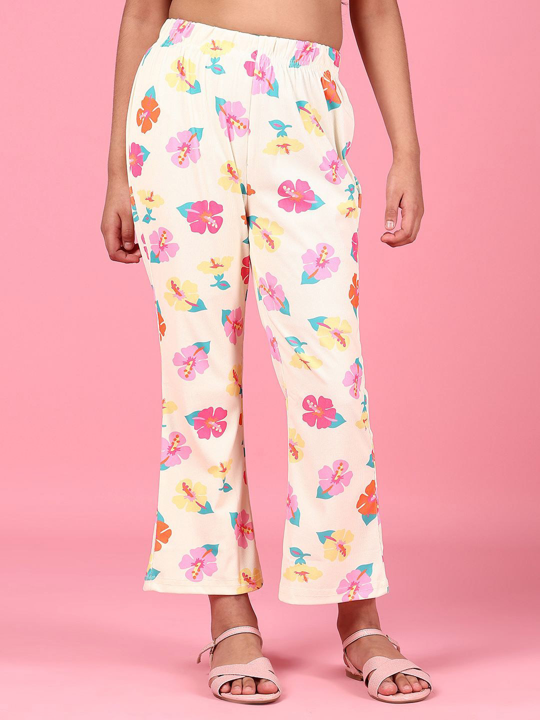 V-Mart Girls Floral Printed Wide Leg Palazzos