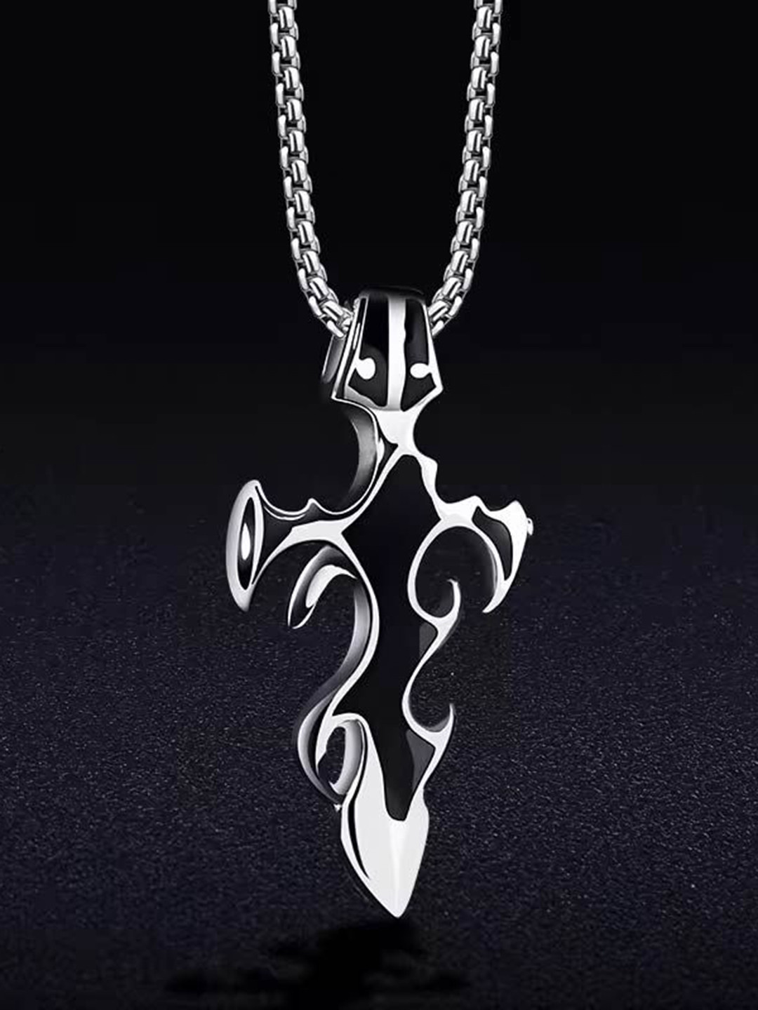 AGARWALPRODUCT Stainless Steel Silver-Plated Titanium Pendant With Chain