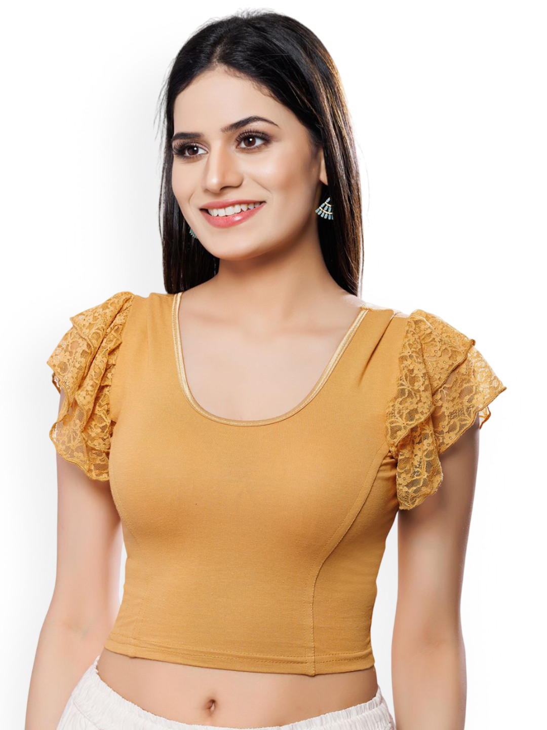 VAMAS - THE DESIGNER BLOUSES Women Round Neck Non-Padded Stretchable Readymade Blouse