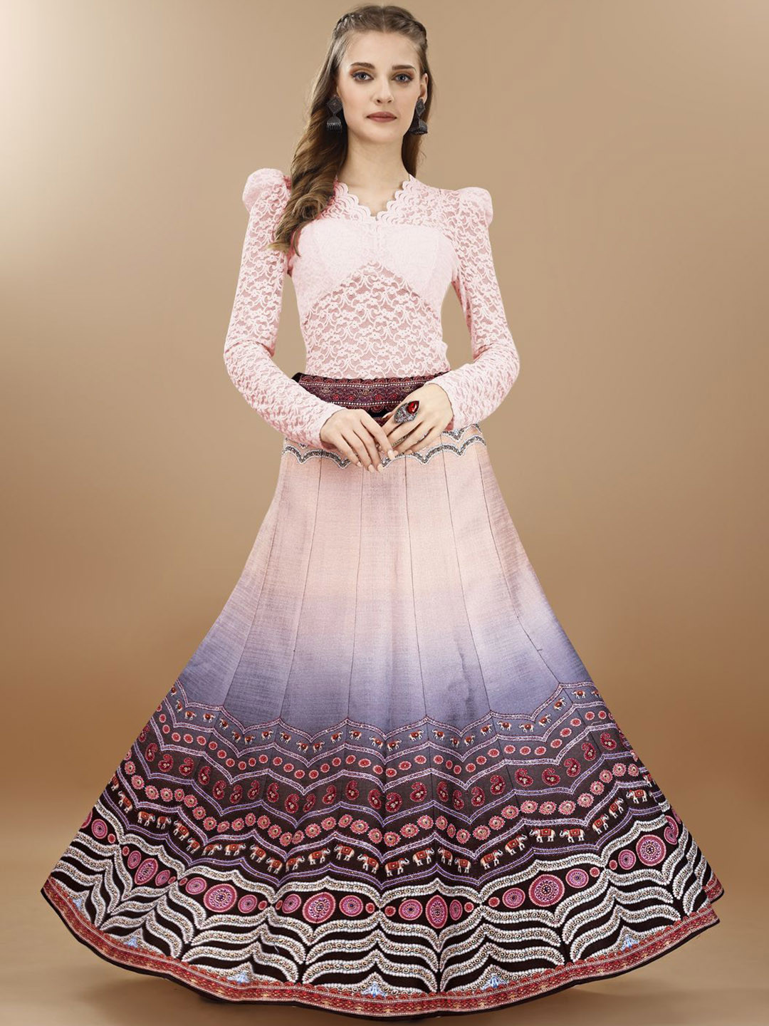 SAPTRANGI Women Kalamkari Printed Maxi Skirt