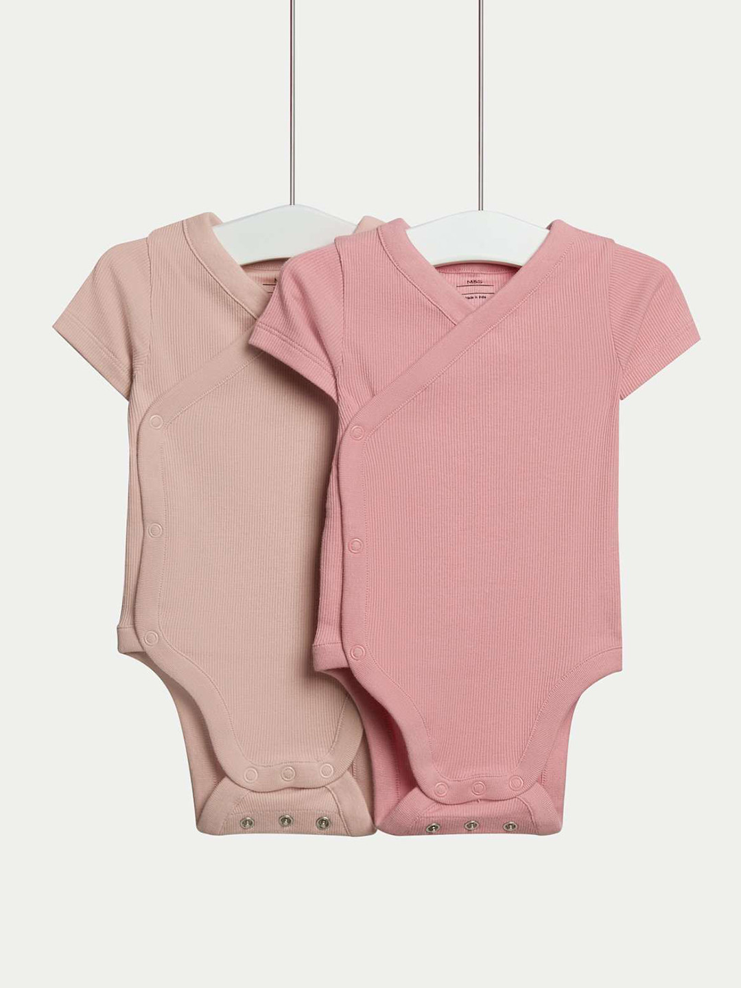 Marks & Spencer Kids Pack Of 2 Ribbed Cross Over Bodysuits