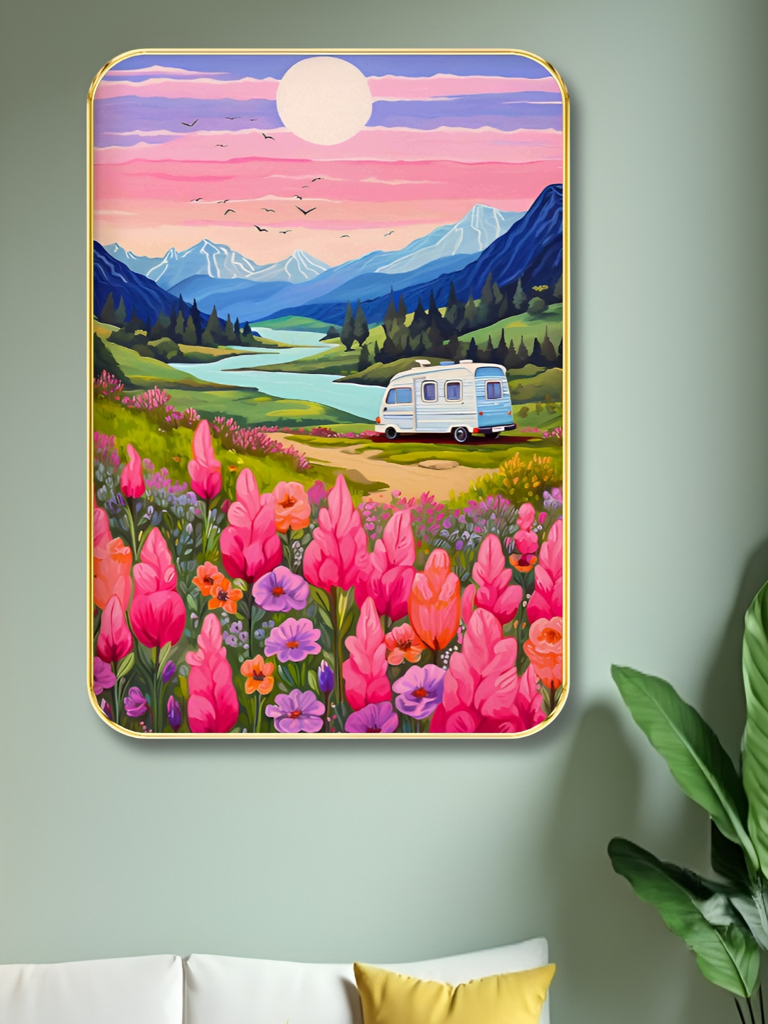 SAF Forest Wood Wall Rectangle Paintings Wall Art -24x18In