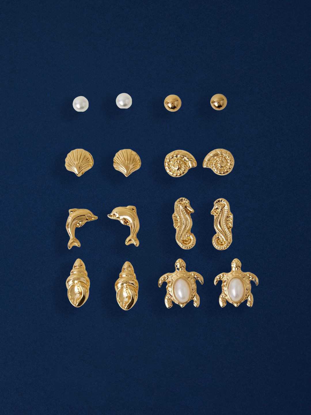 Accessorize Set Of 8 Pearls Beaded Animal Shaped Studs