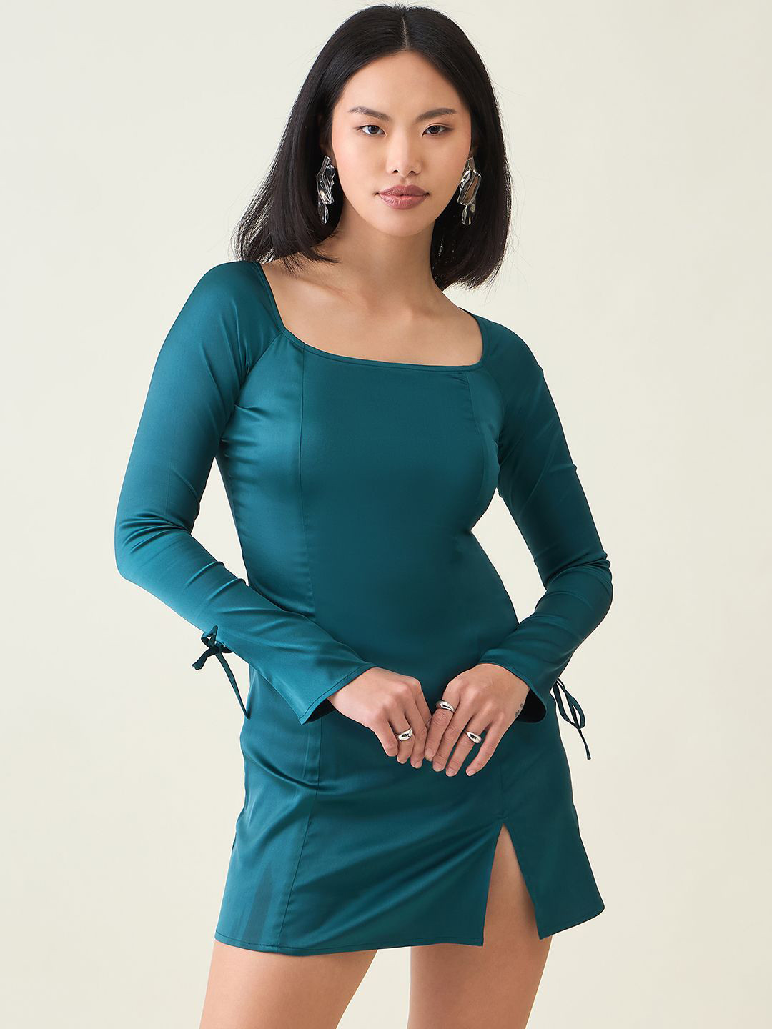 aayu Women Satin Slits A-Line Dress