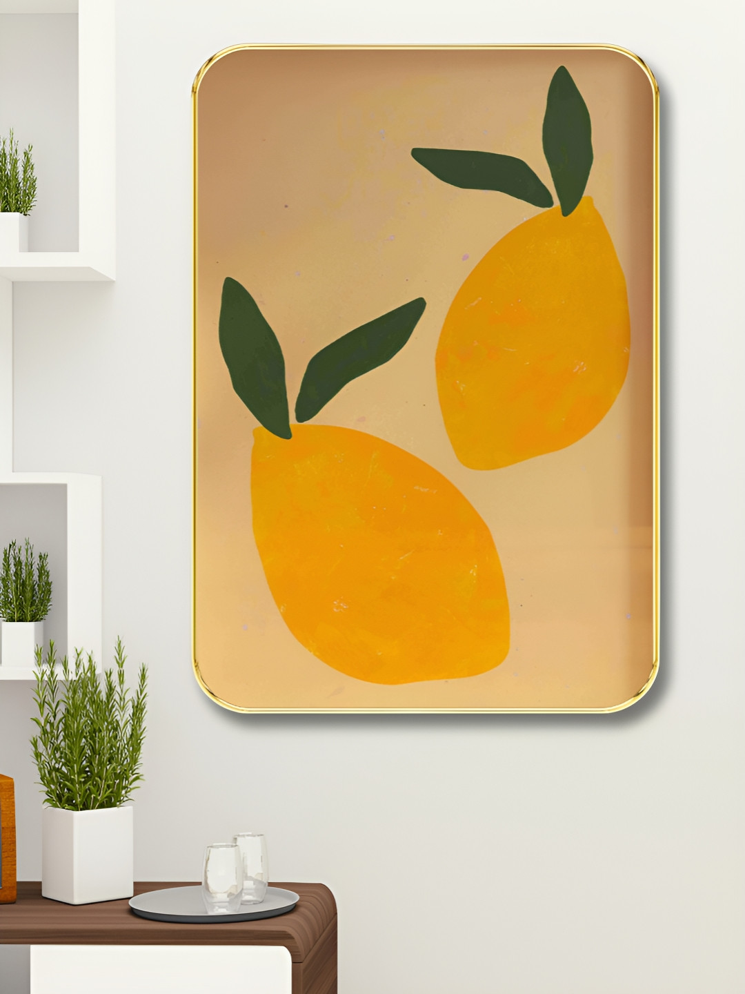 SAF Orange & Green Mango Printed Wooden Wall Painting