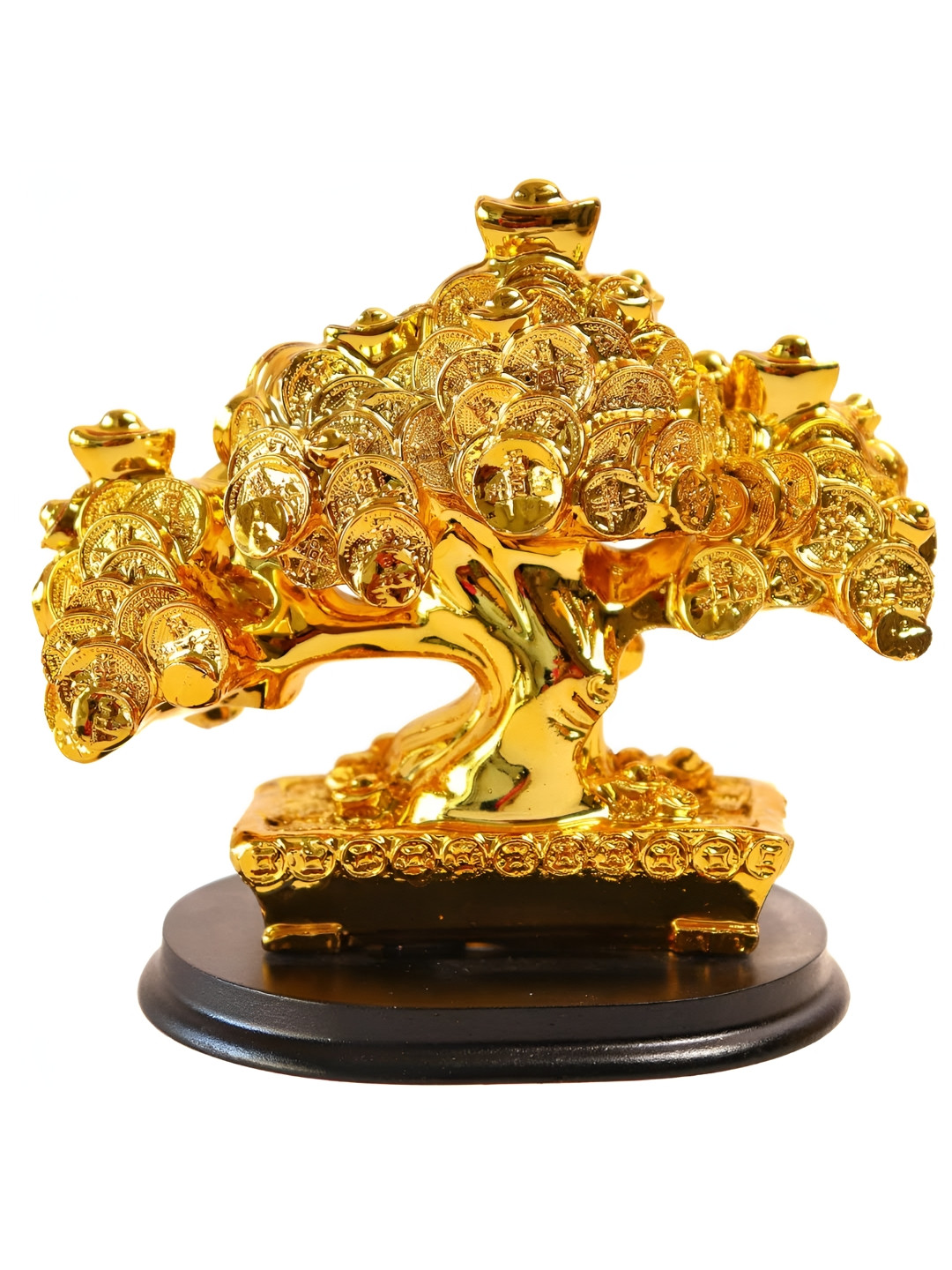 The Spiritual Living Wealth Money Tree Gold Resin Natural Living Room Medium Showpiece - 5 Inches