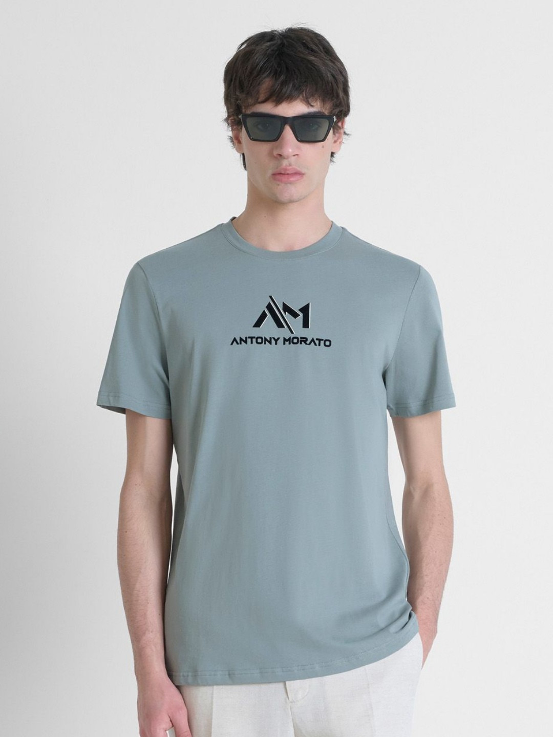 Antony Morato Men Solid Stretchable Pure Cotton Regular Fit T-shirt