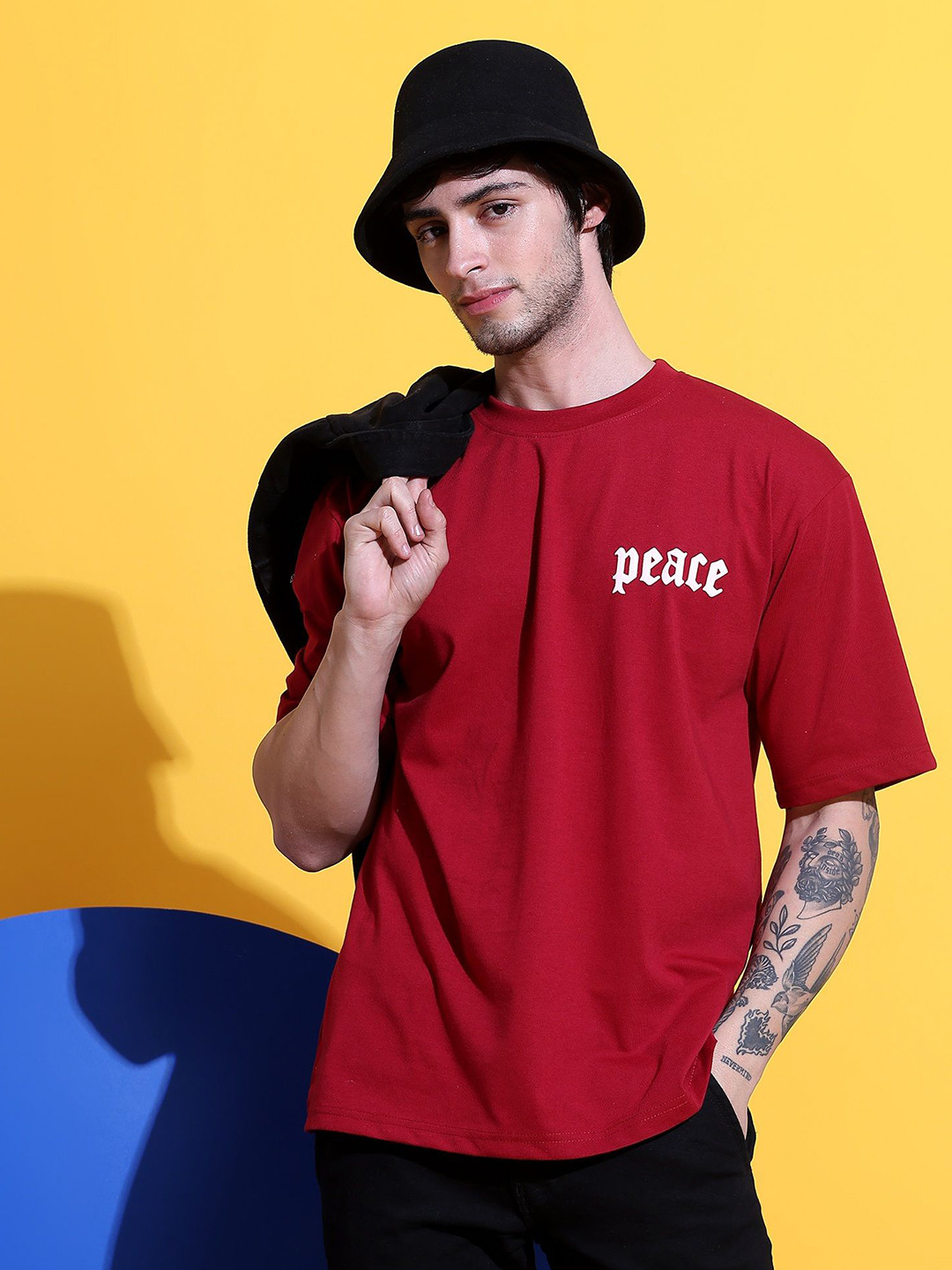 TOXA Men Graphic Printed Round Neck Cotton Oversized T-shirt