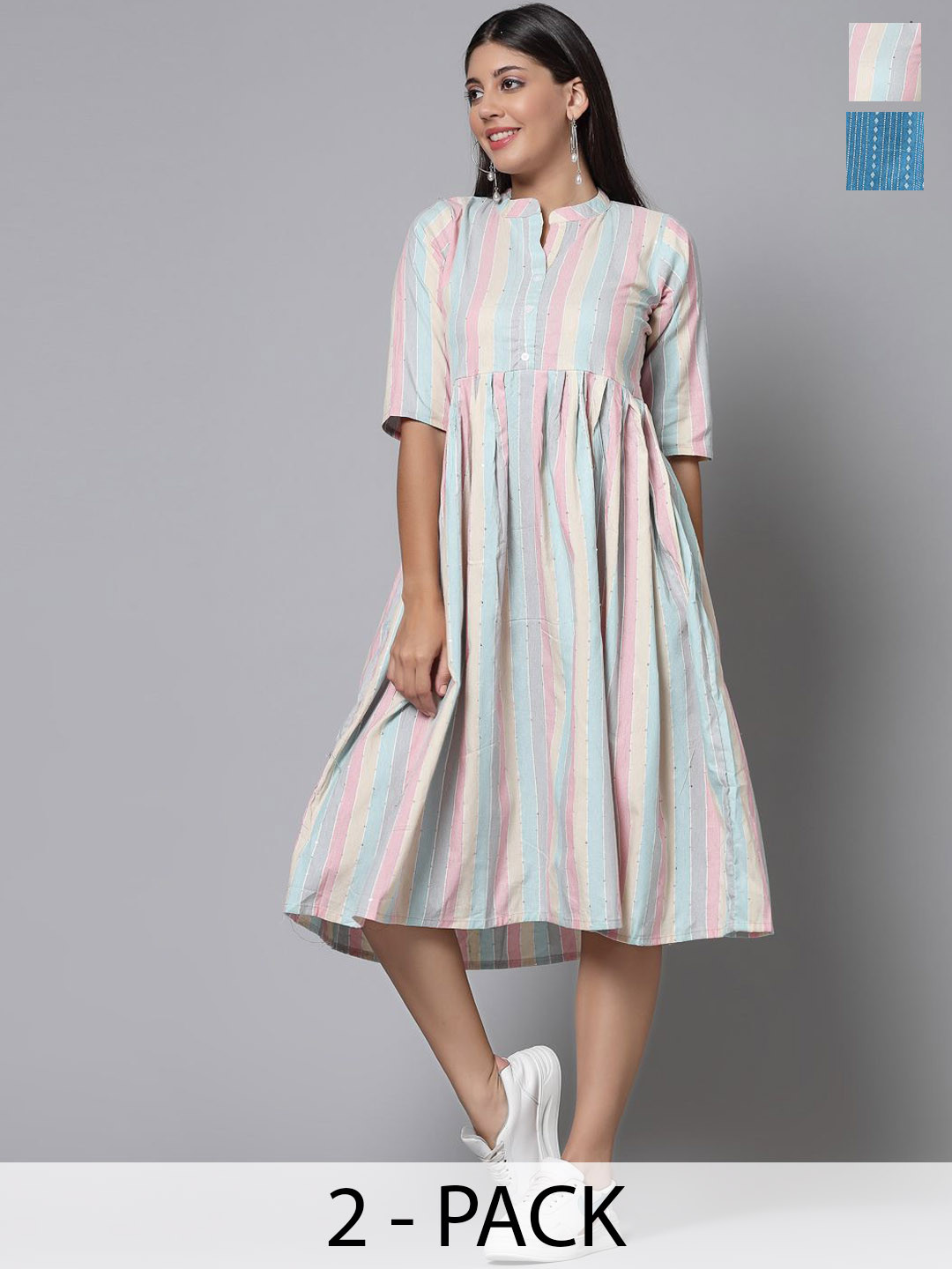 Moda Rapido Women Striped Pastels Anarkali Kurta