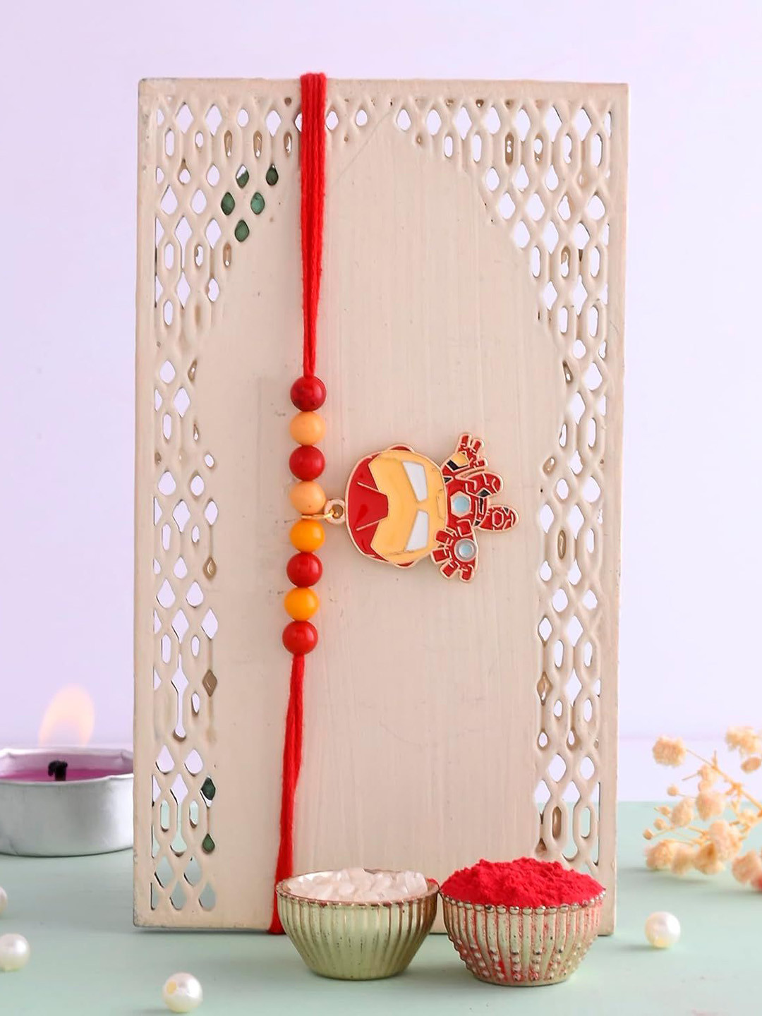 Ascension Cartoon Beaded Rakhi With Fridge Magnet & Roli Tilak