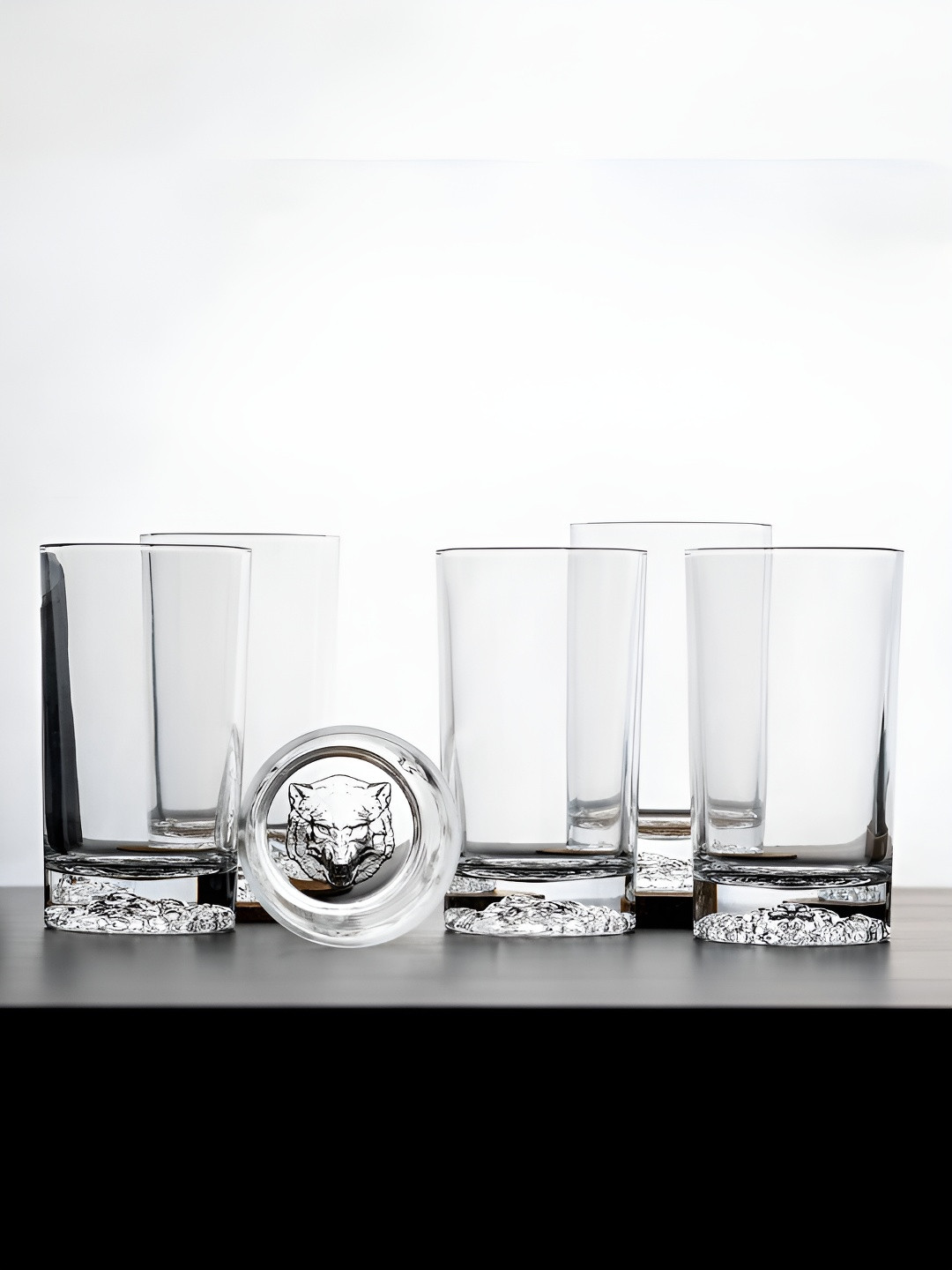 SMOKEY COCKTAIL Tall Animal Shadow 6 Pieces Cocktail Glasses