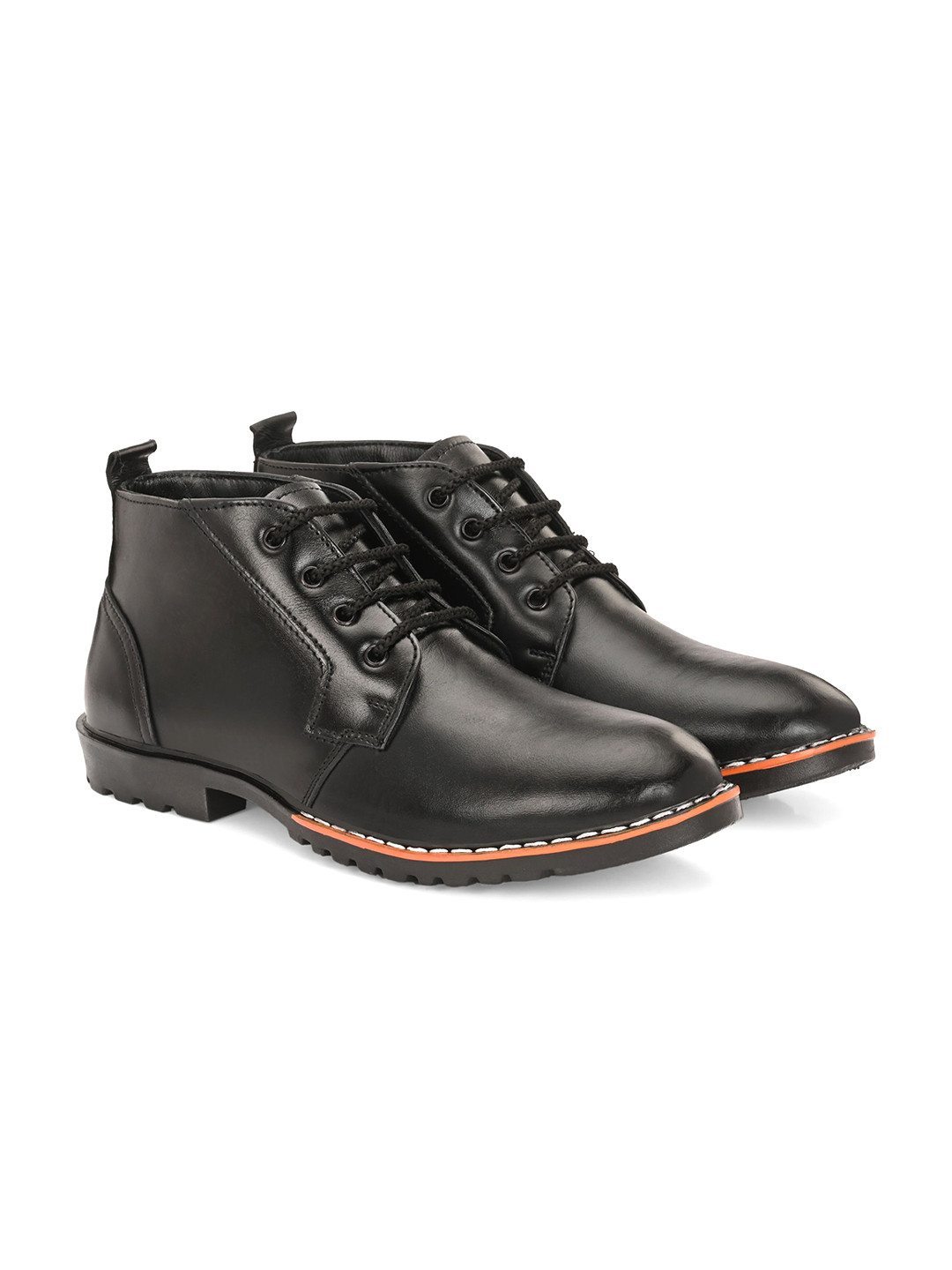 Azzaro Black Men Lace Up Block Heeled Boots